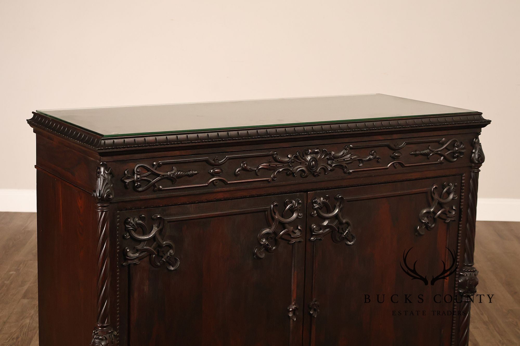 Antique Victorian Rosewood Carved Server
