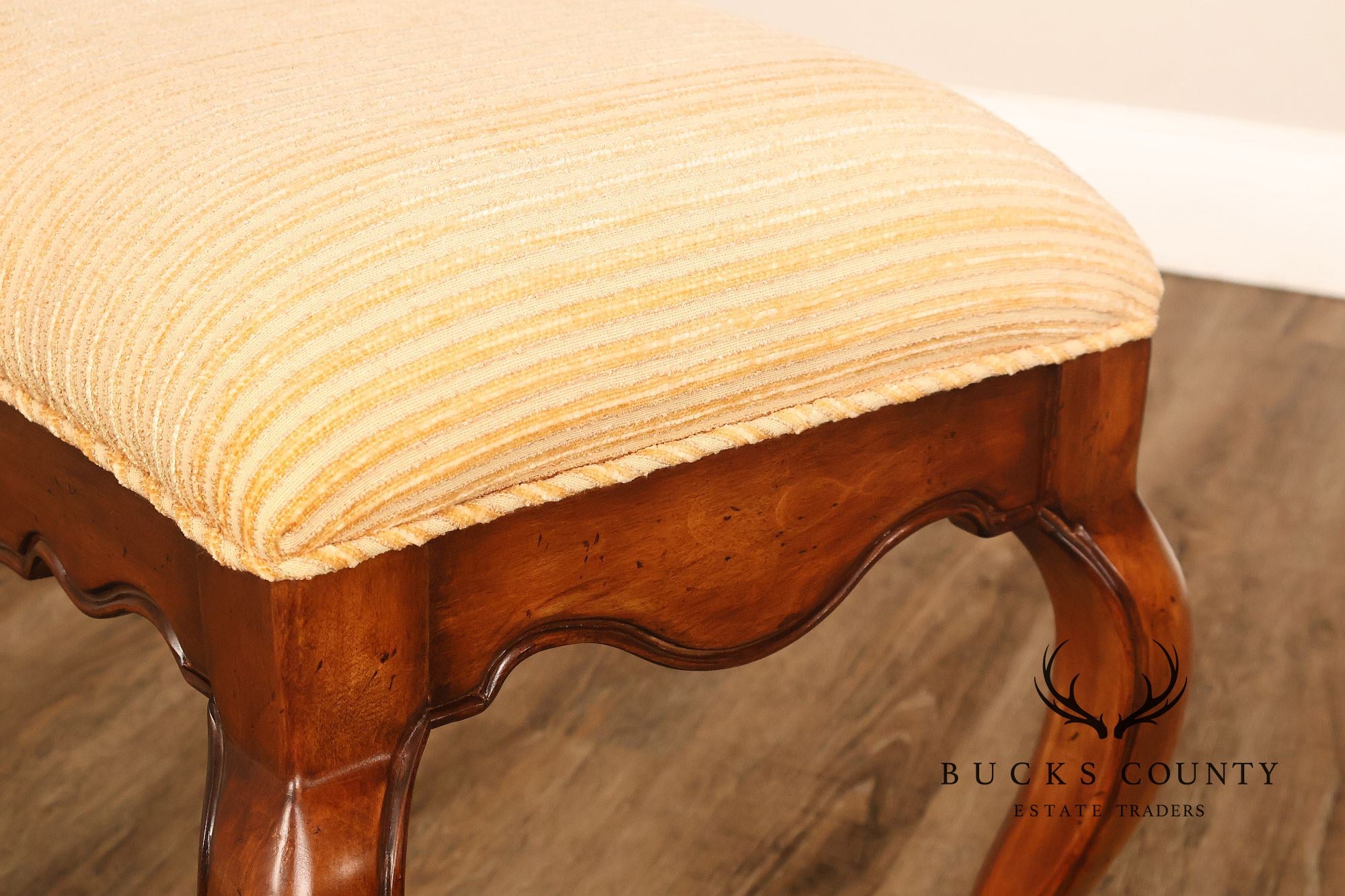 French Louis XV Style Carved Wood Vanity Stool