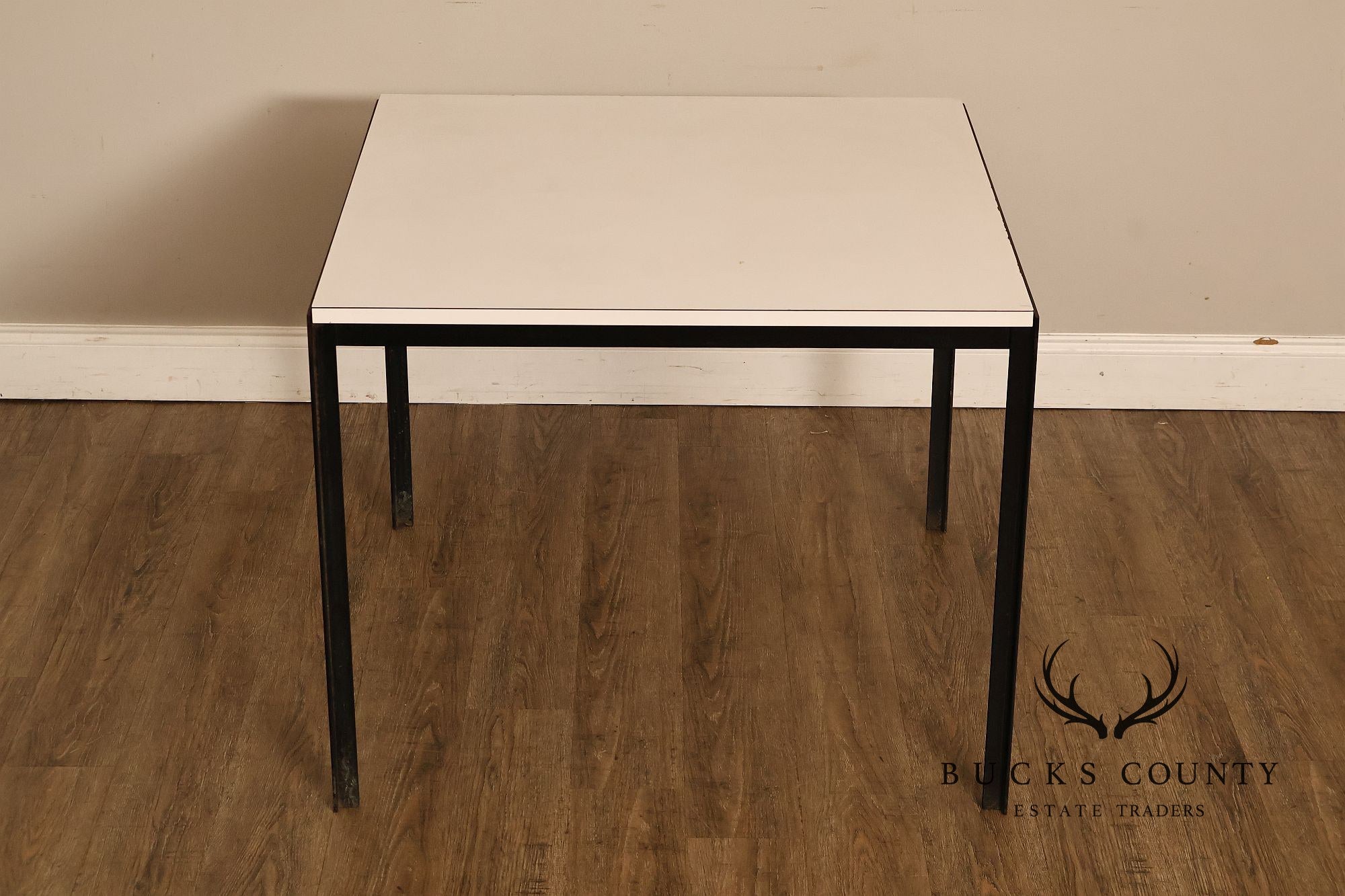 Vintage Knoll Associates Mid Century Modern White Laminate And Black Metal Dining Table