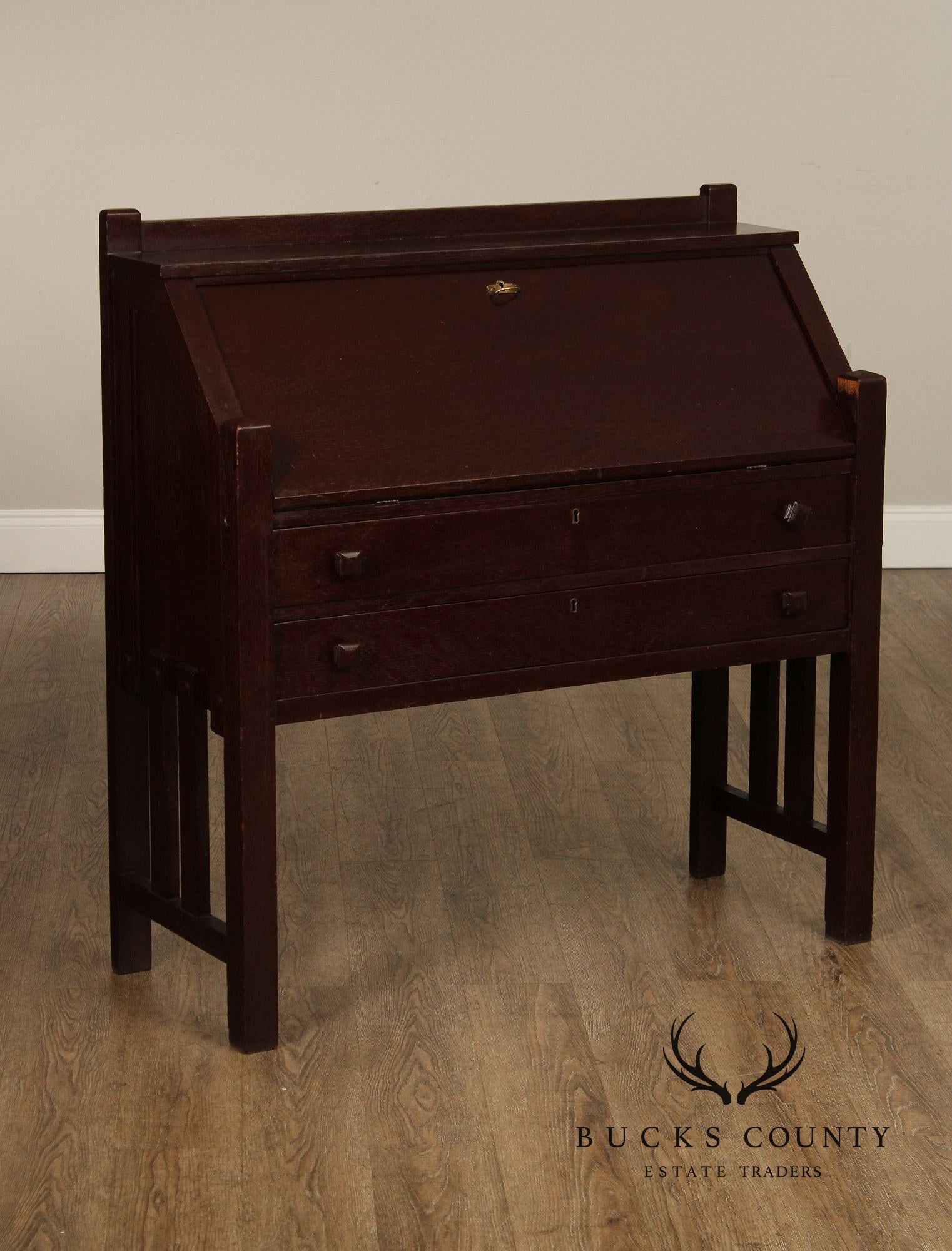 Antique Mission Oak Slant Front Writing Desk