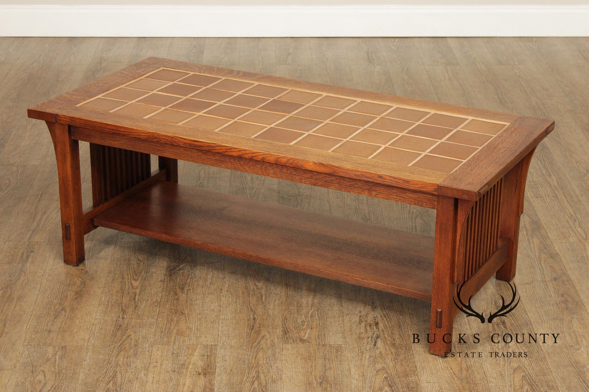 Stickley Mission Collection Oak Tile Top Cocktail Table