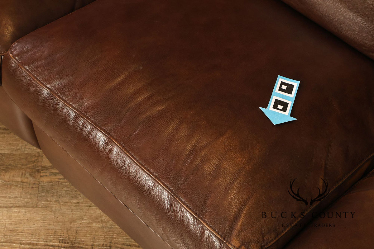 Stickley Orchard Street Mission Oak Leather Power Motion Sofa