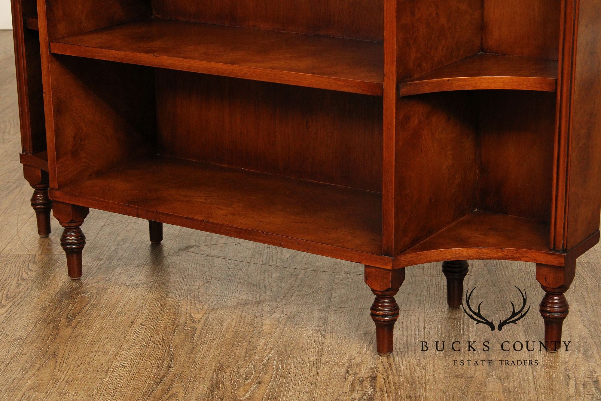 Regency Style Burlwood Open Bookcase