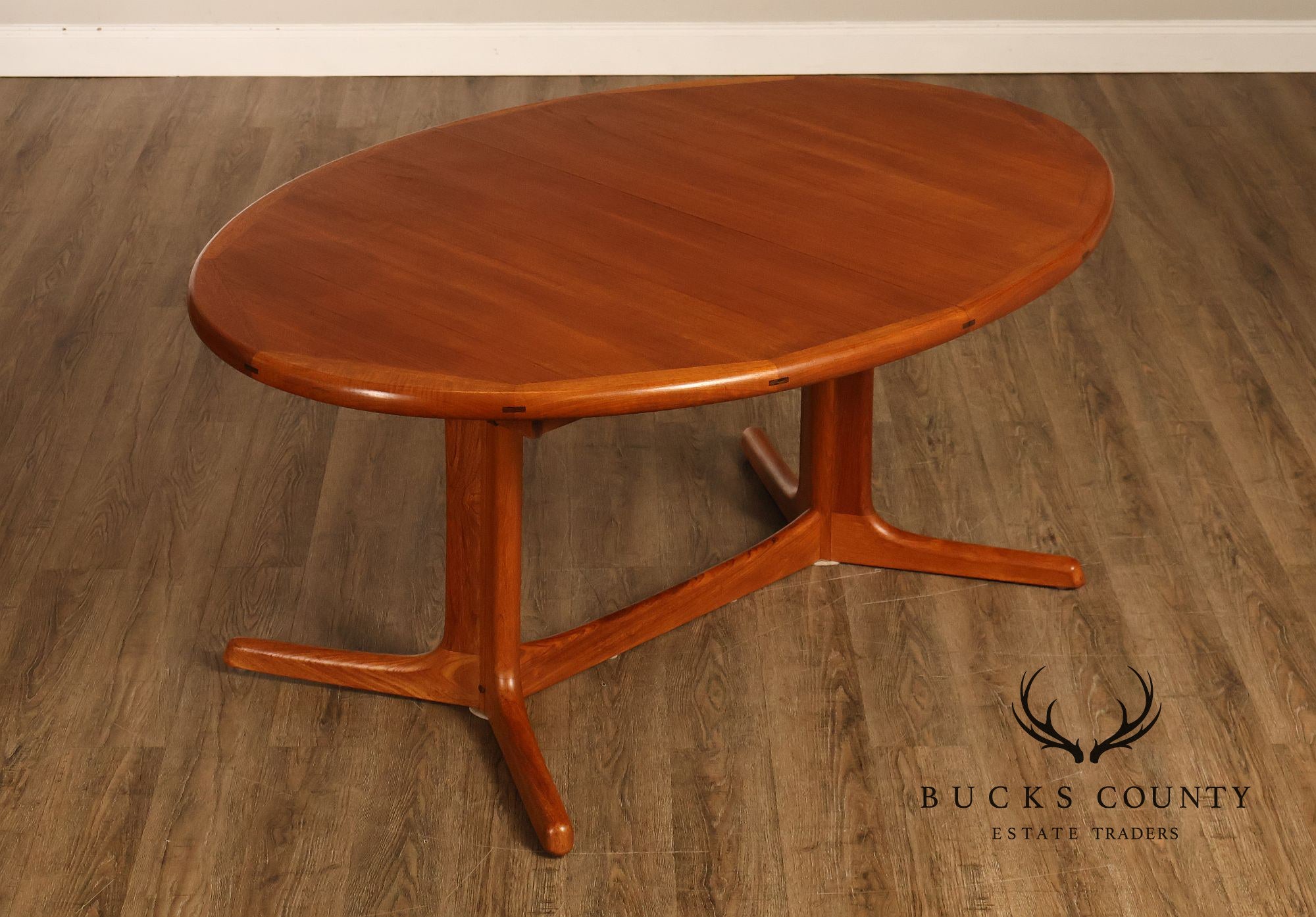 Dyrlund Danish Modern Teak Oval Extension Dining Table