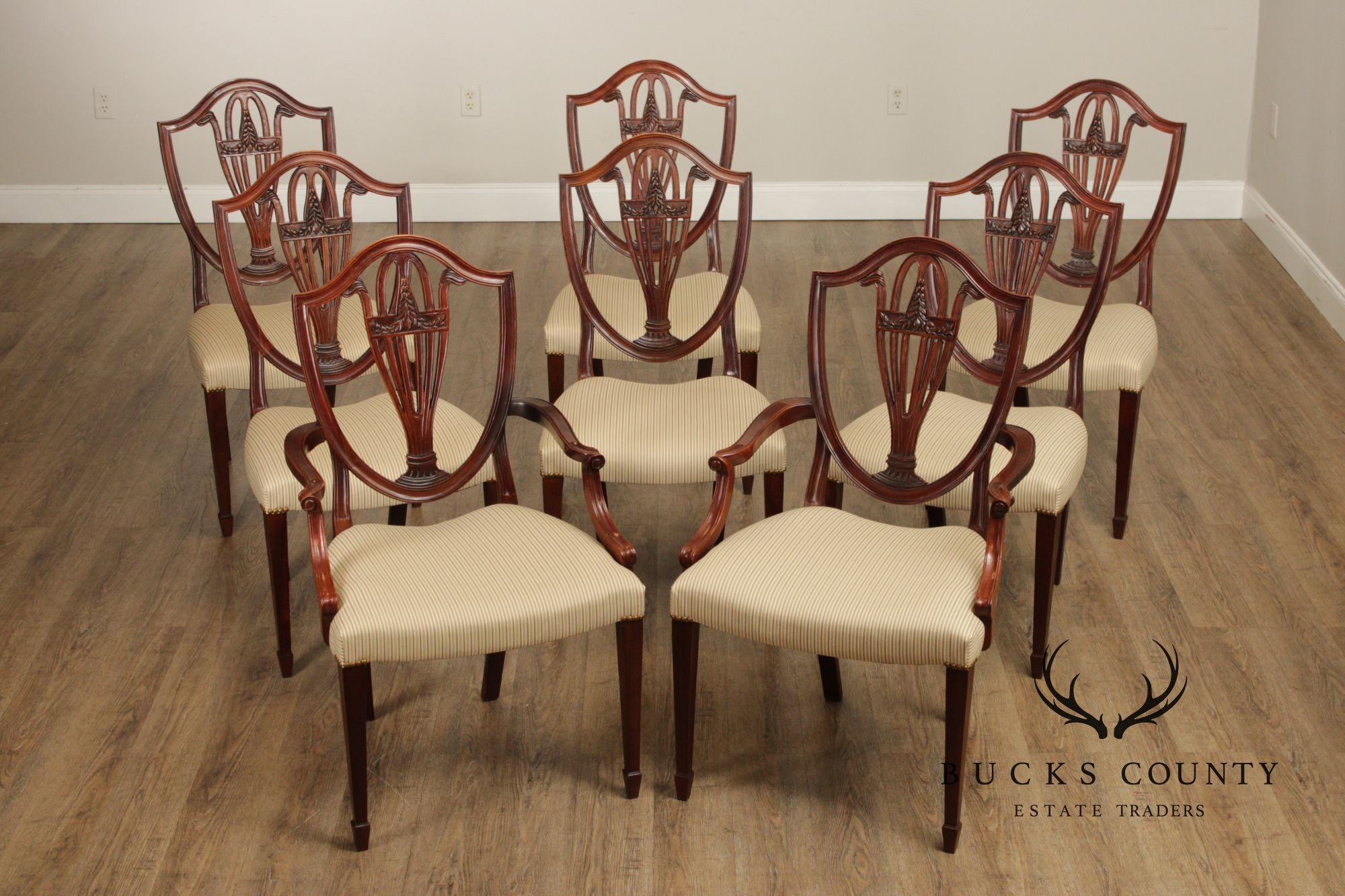 Baker Hepplewhite Style Set of Eight Mahogany Dining Chairs