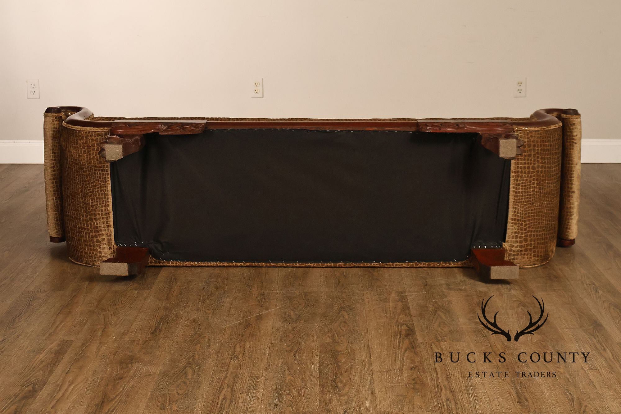 Antique American Classical Empire Style Mahogany Upholstered Sofa