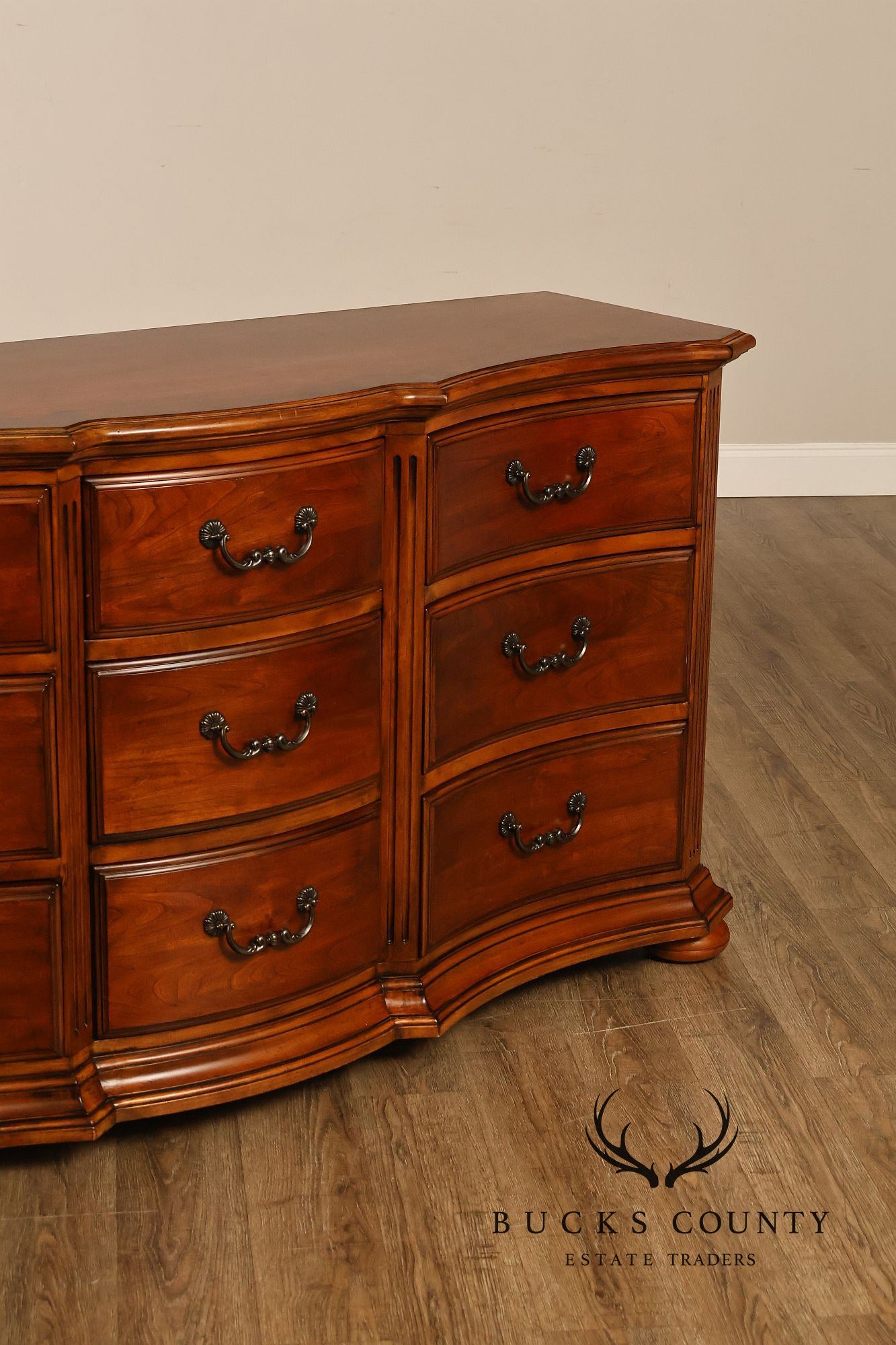 Ethan Allen Tuscany Serpentine Nine-Drawer Dresser In Cherry Finish