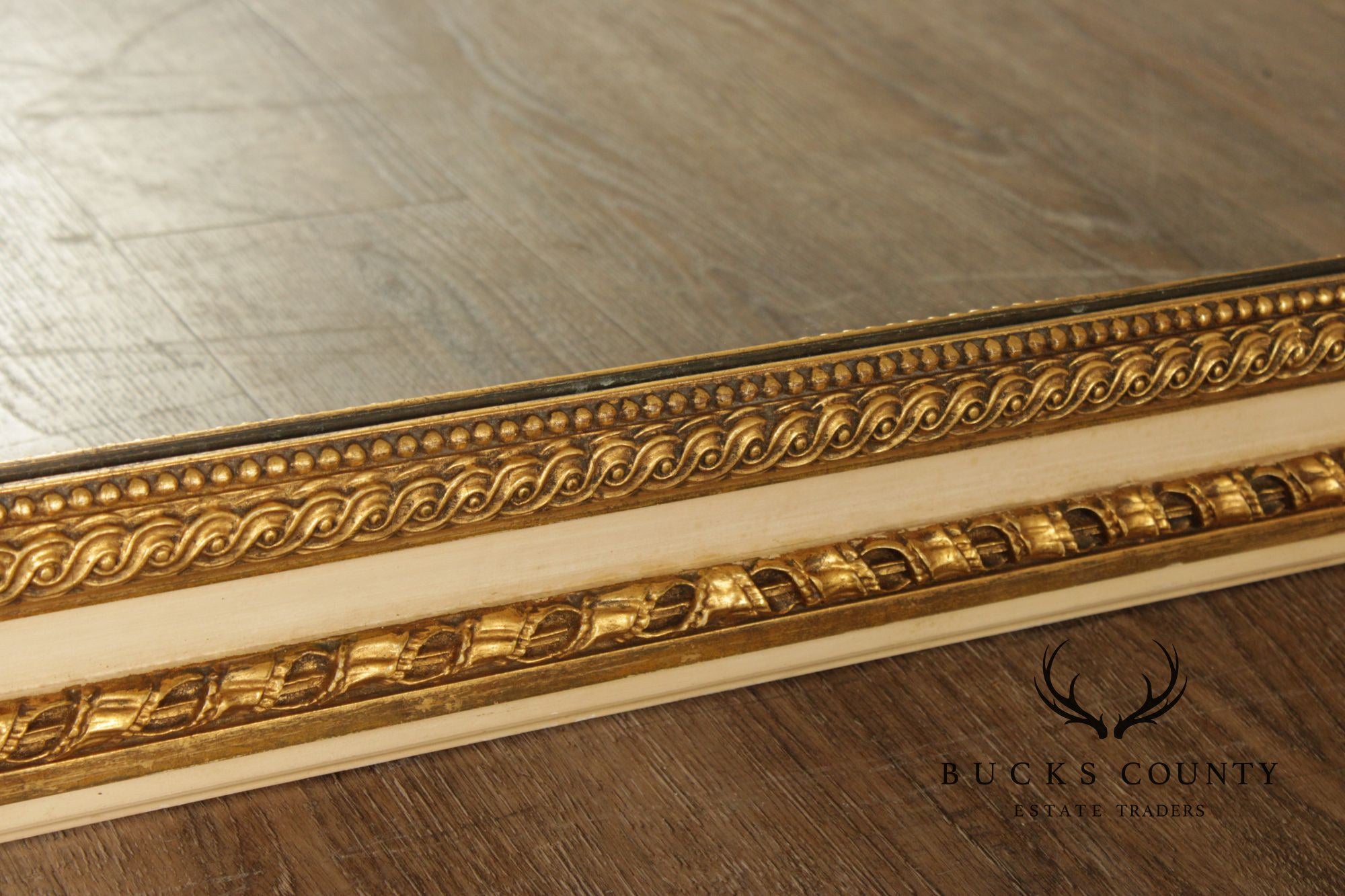 Vintage French Neoclassical Style Partial Gilt Trumeau Mirror