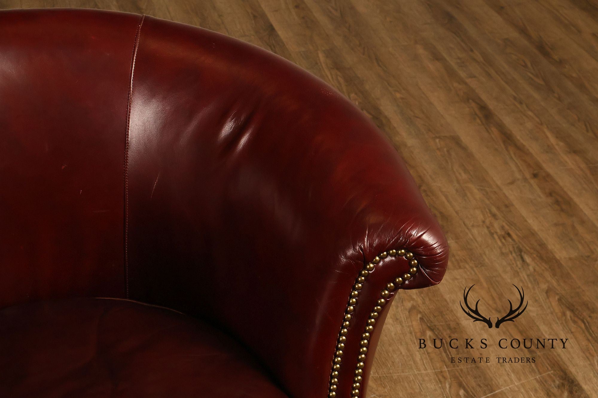 Old Hickory Tannery Burgundy Leather Nailhead Trim Club Chair