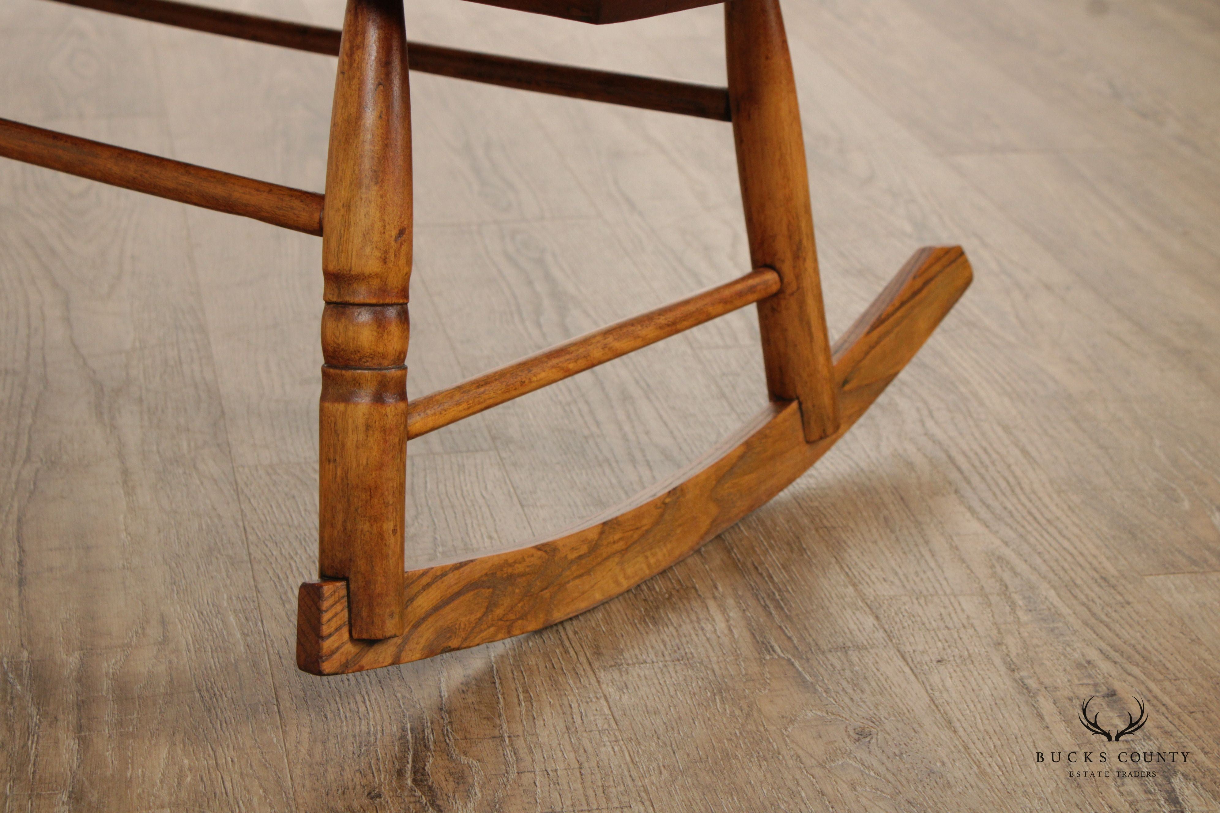 Antique American Pine Nanny Bench Cradle Rocker