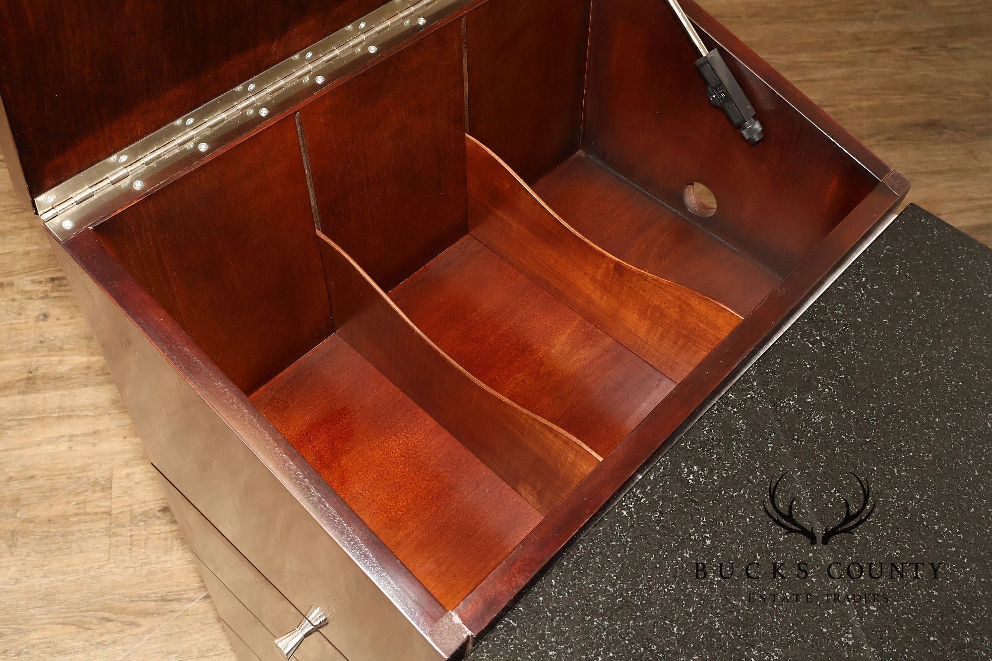 Hickory White Mahogany Art Deco Style Vanity Desk With Mirror