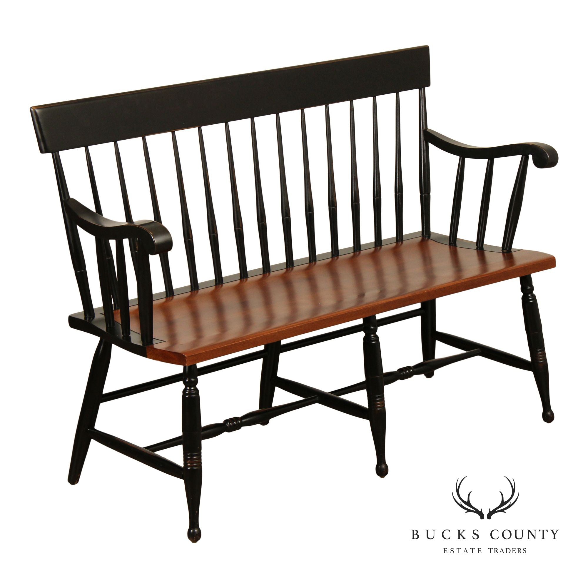 Nichols & Stone Black Paint And Maple Windsor Bench