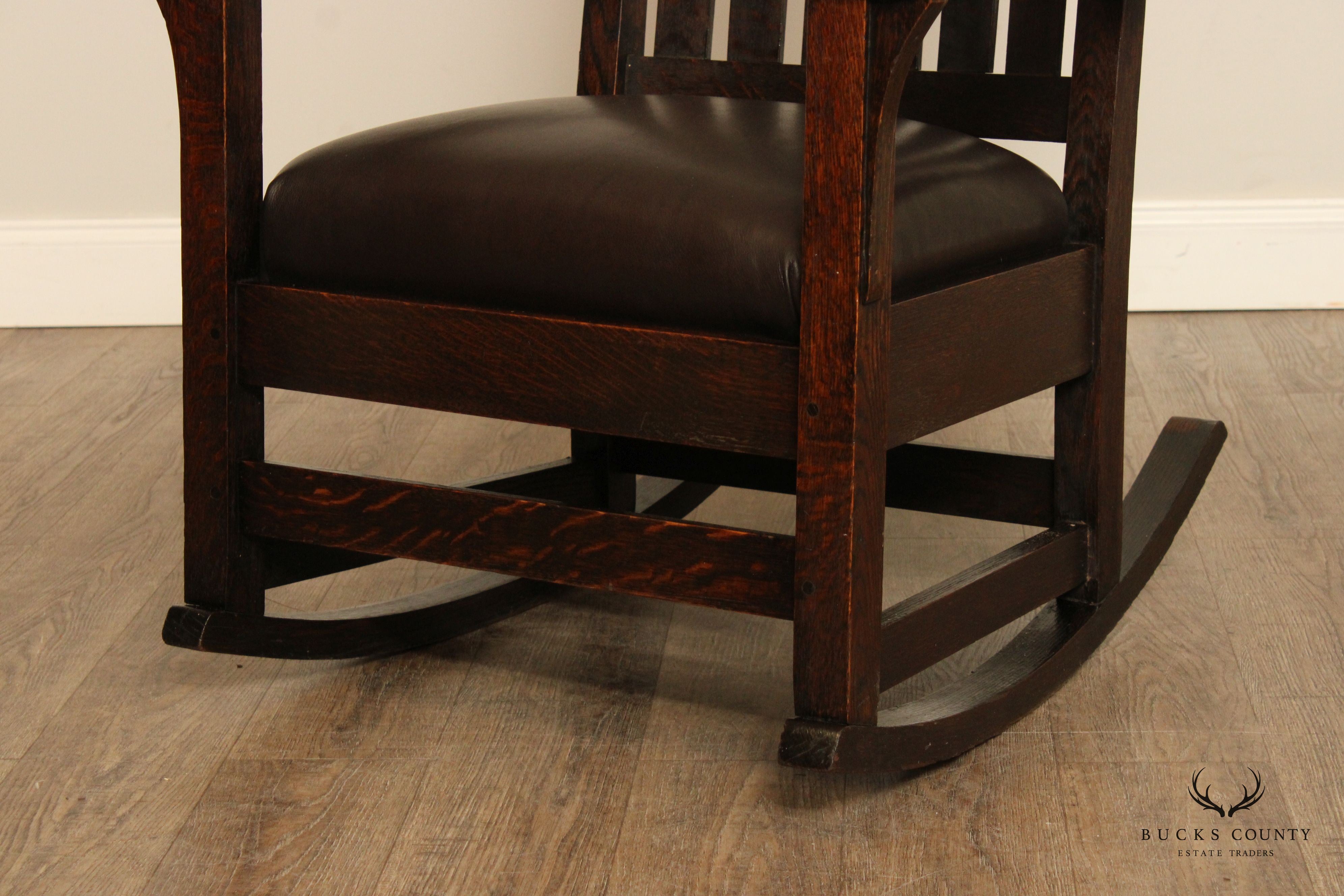 Antique Mission Oak and Leather Rocker