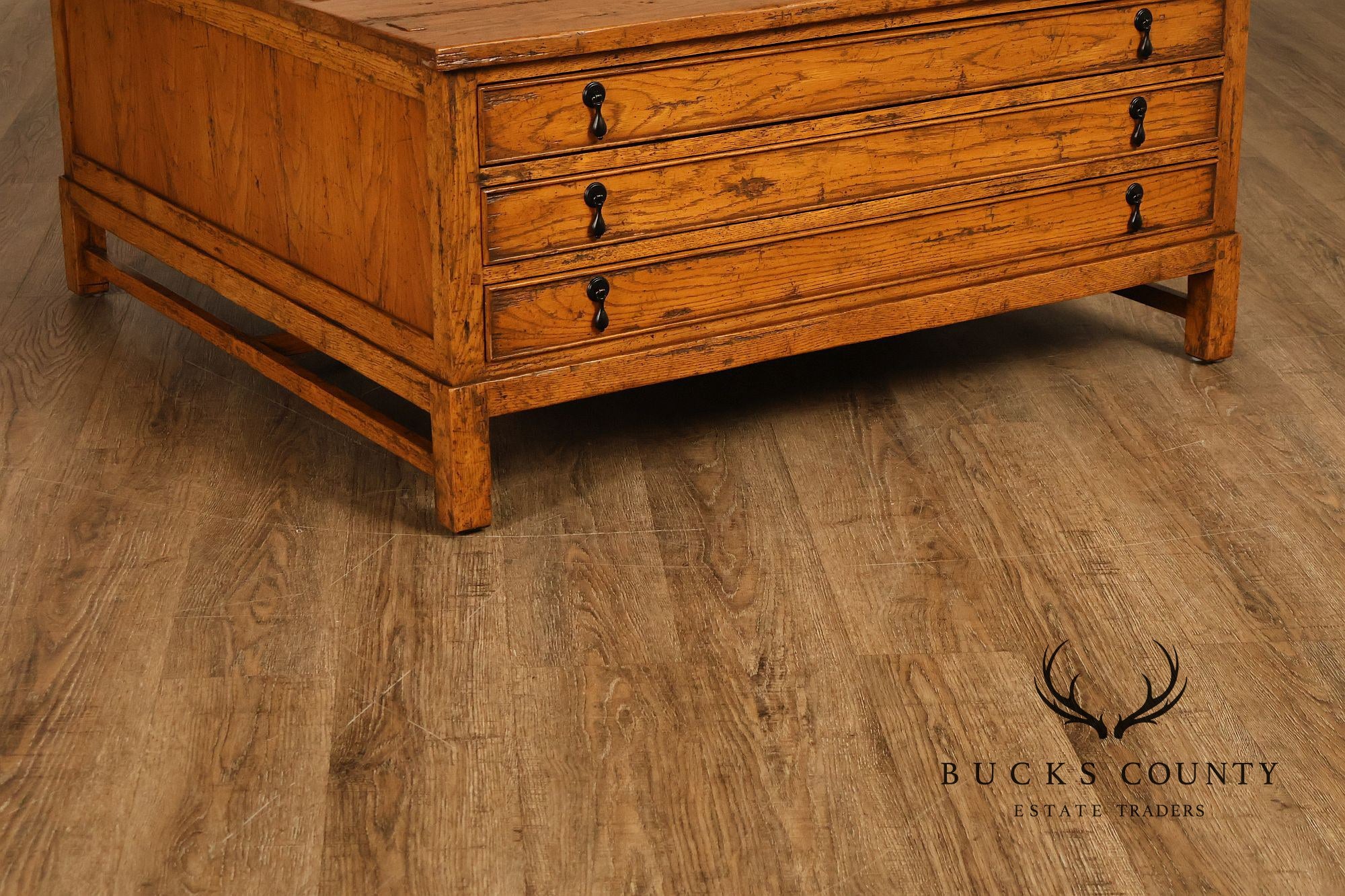 Guy Chaddock Antiqued Oak Storage Coffee Table