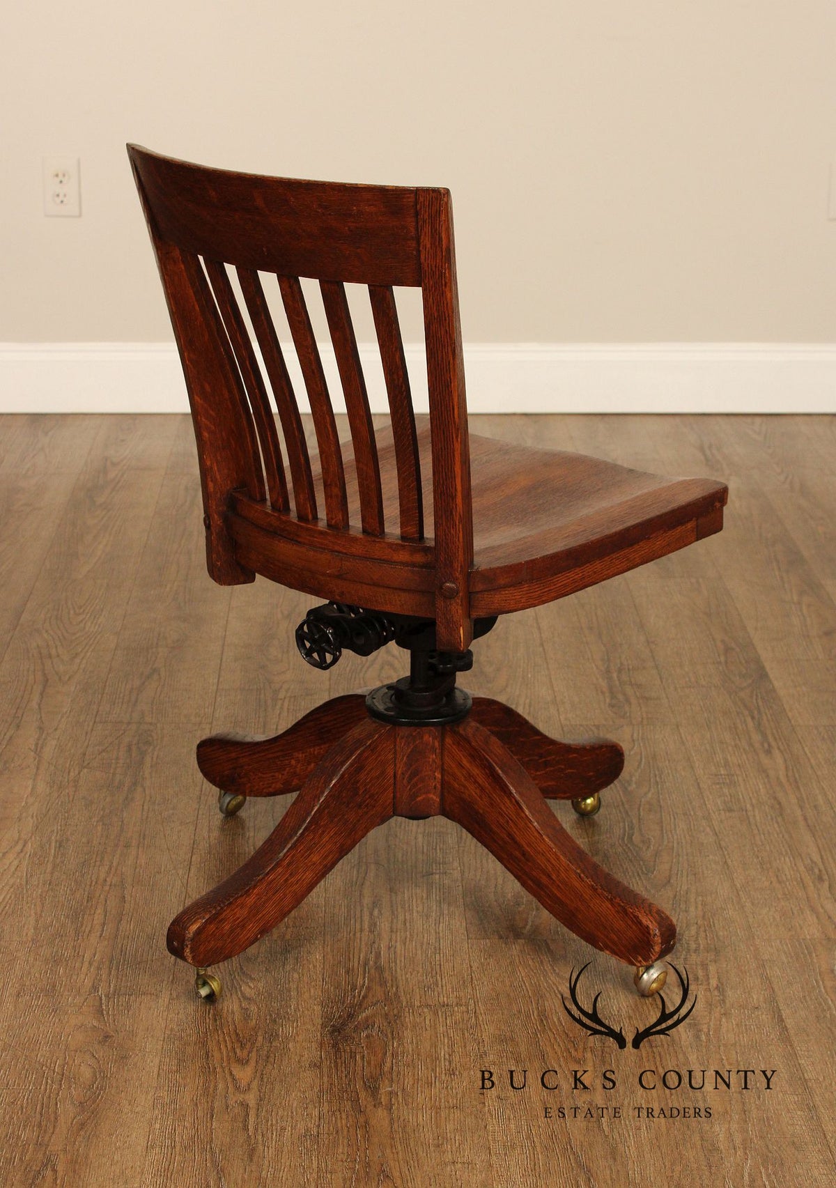 American Style Oak Swivel Banker Office Desk Chair