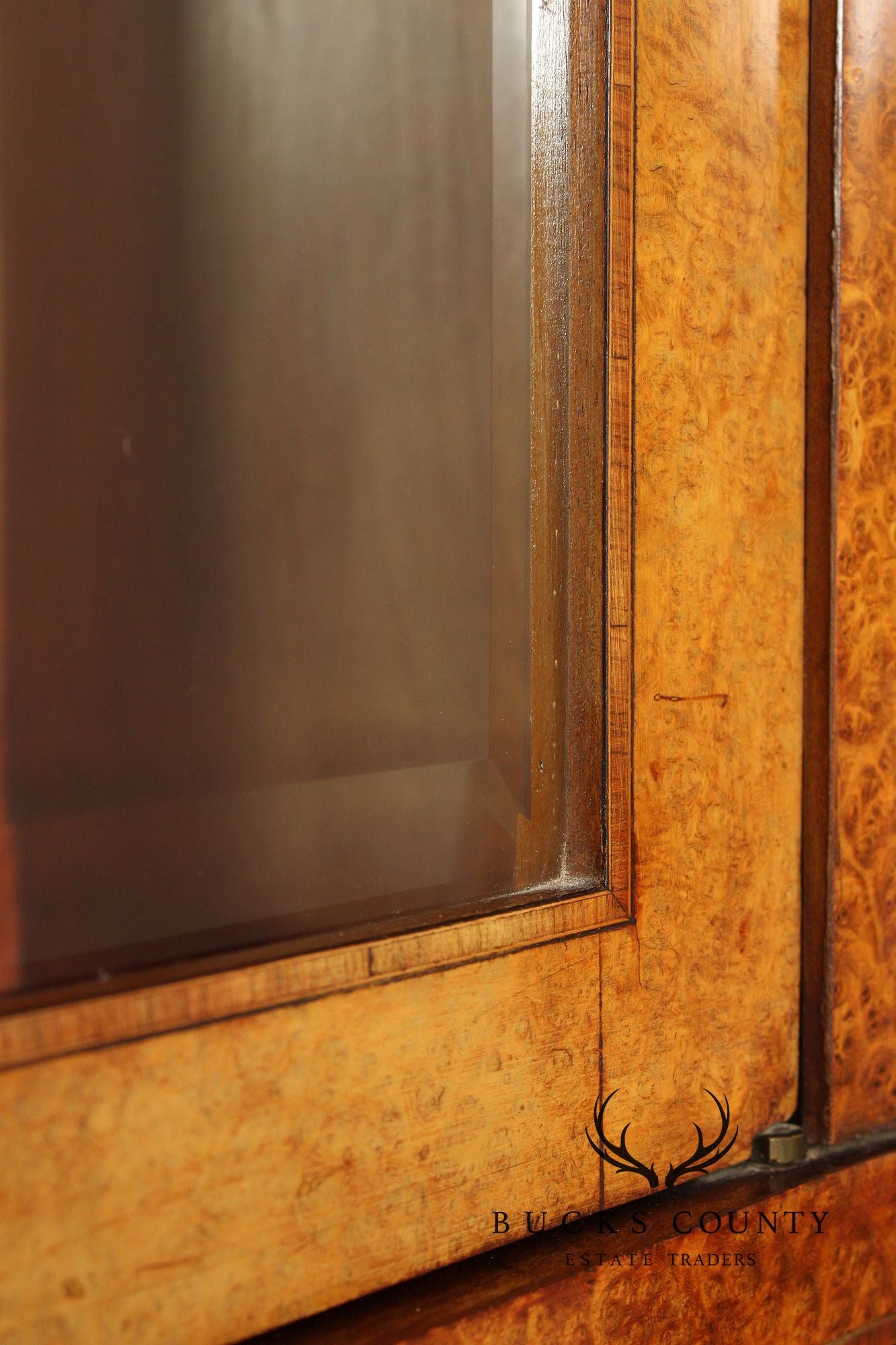 Antique French Louis XVI Style Burl Walnut Marble Top Buffet Hutch