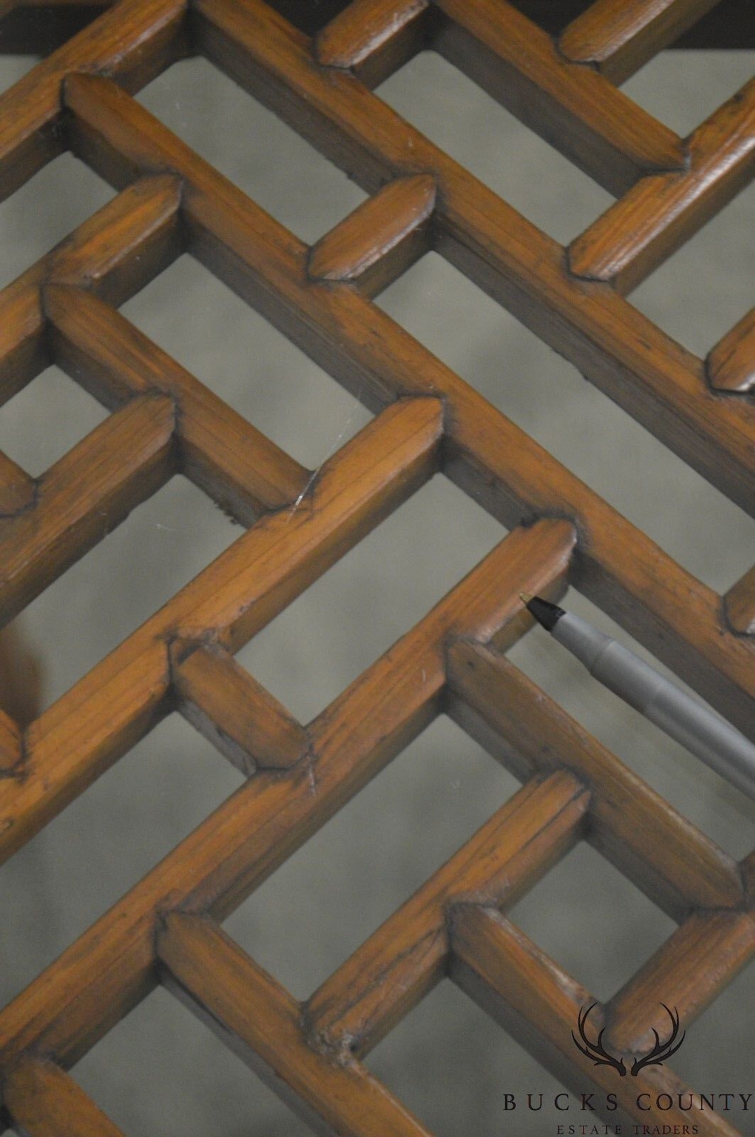 Vintage Chinese Lattice Work Table with Glass Top