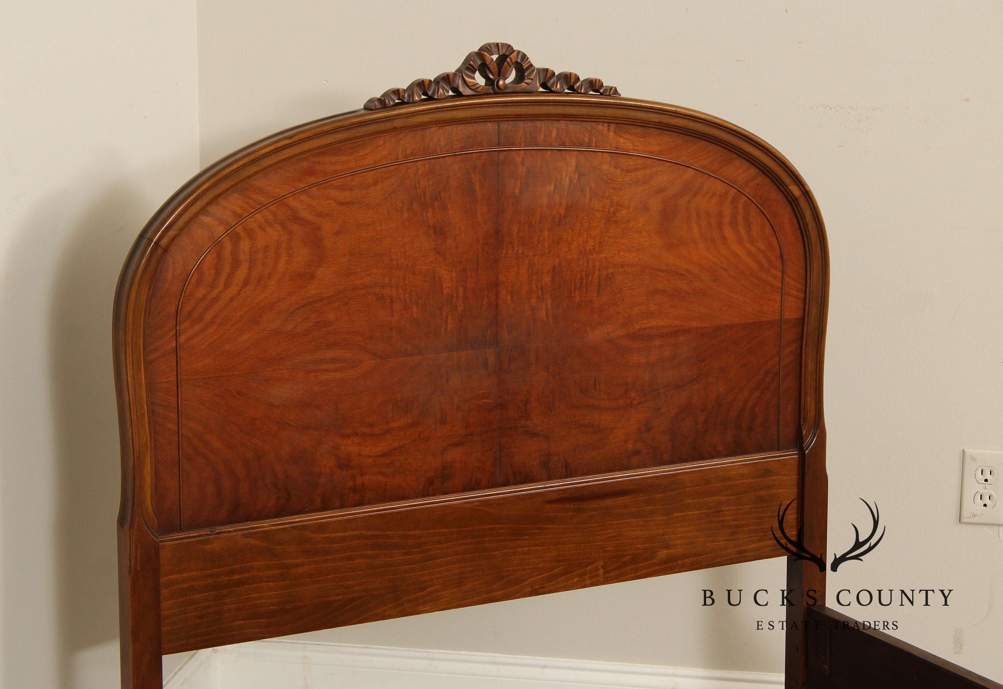 1930's French Louis XVI Style Pair of Carved Walnut Twin Beds