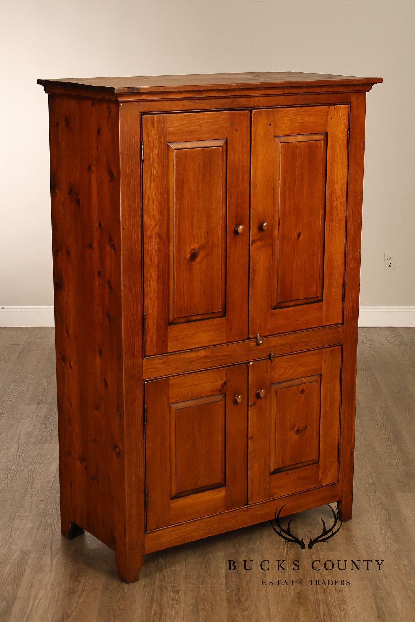 Vintage Rustic Pine Armoire Cabinet