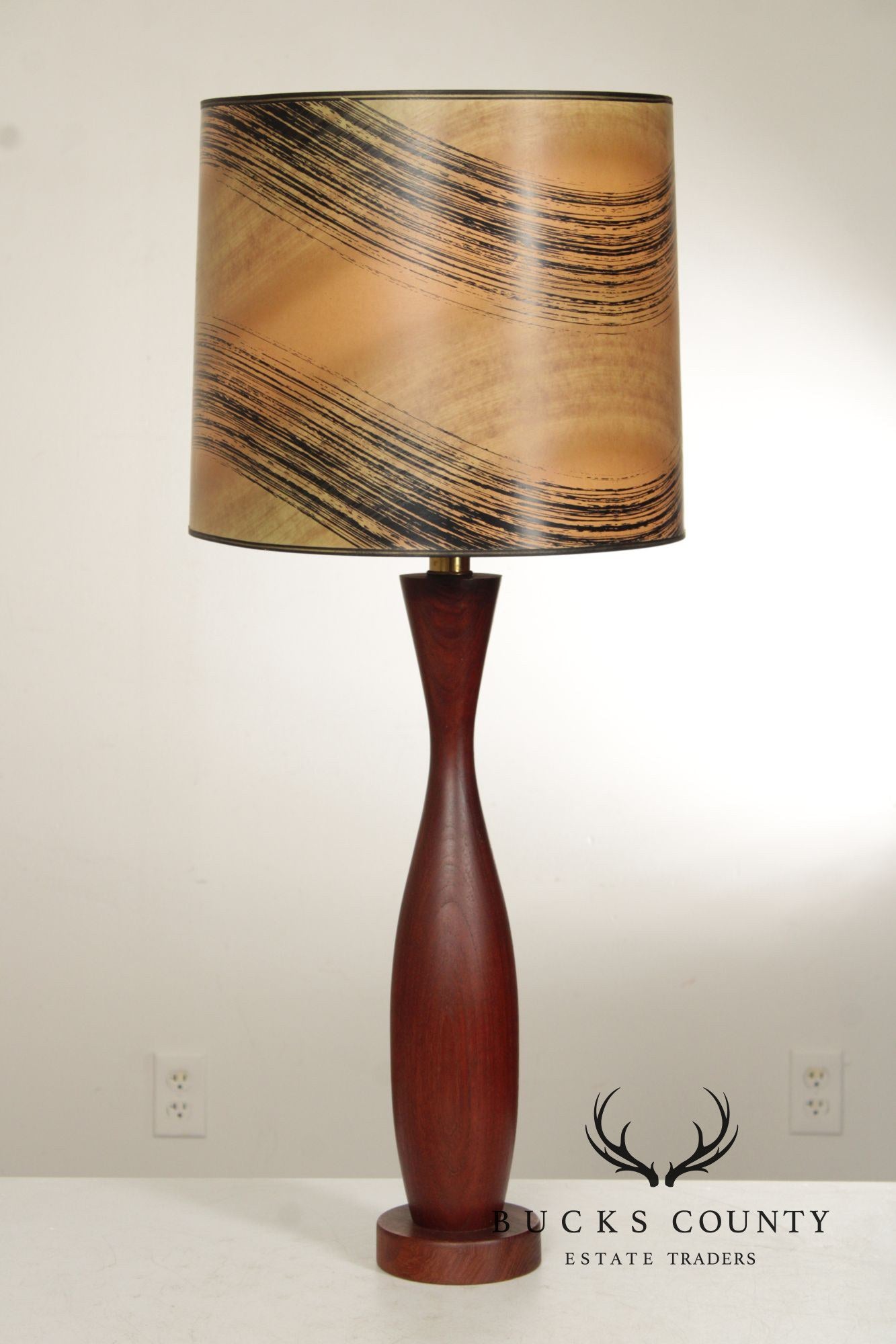 Mid Century Modern Sculpted Teak Table Lamp