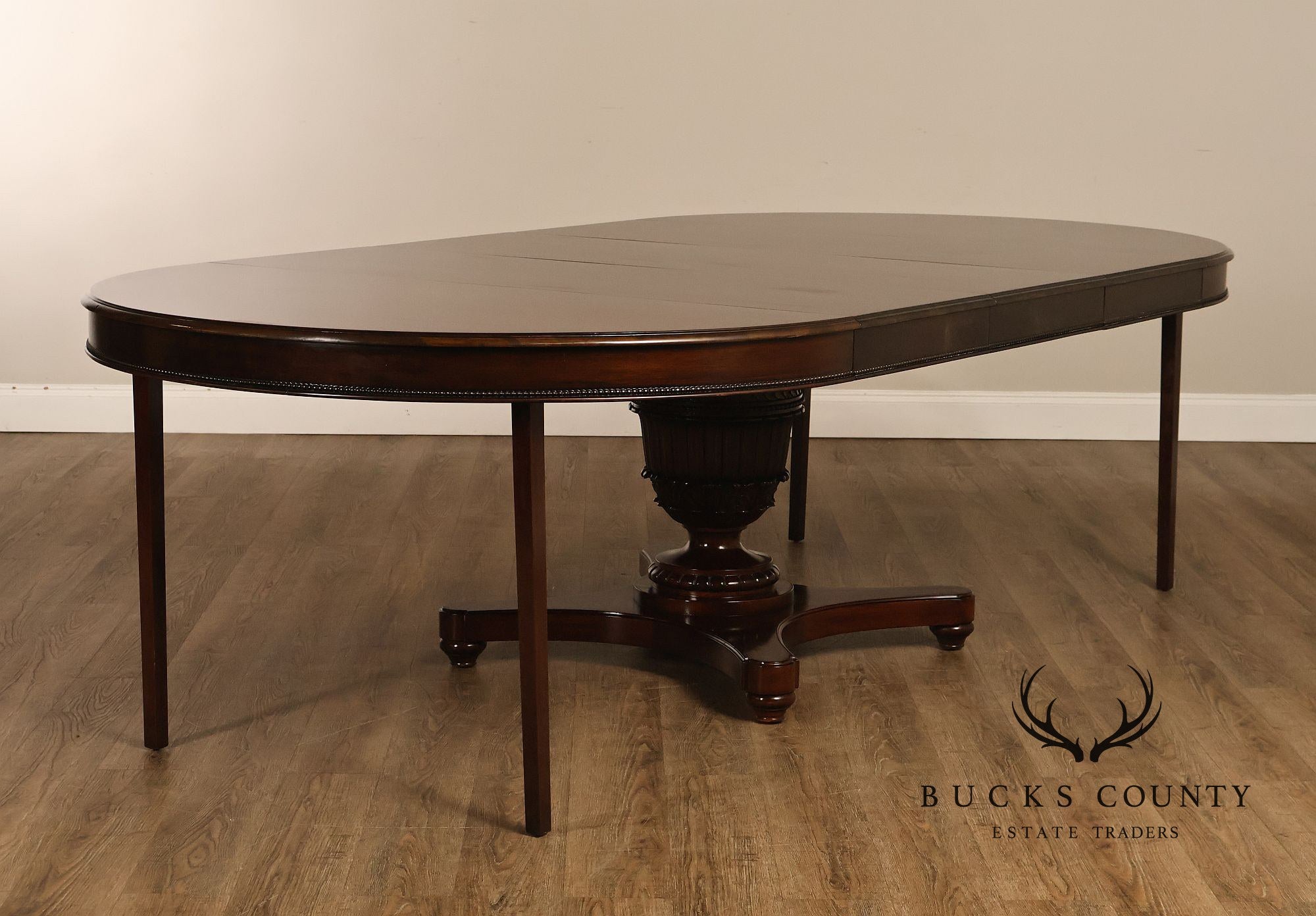 Empire Style 54" Round Mahogany Expandable Pedestal Dining Table