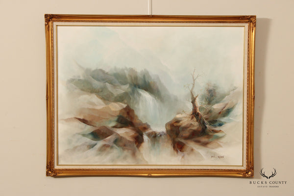 Paul Rubens Mountain Waterfall Landscape Framed Oil Painting