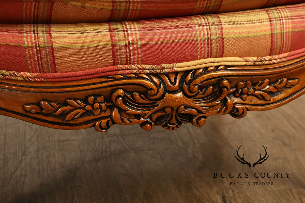 Sherrill Furniture French Louis XV Style Pair of Lounge Chairs with Ottomans