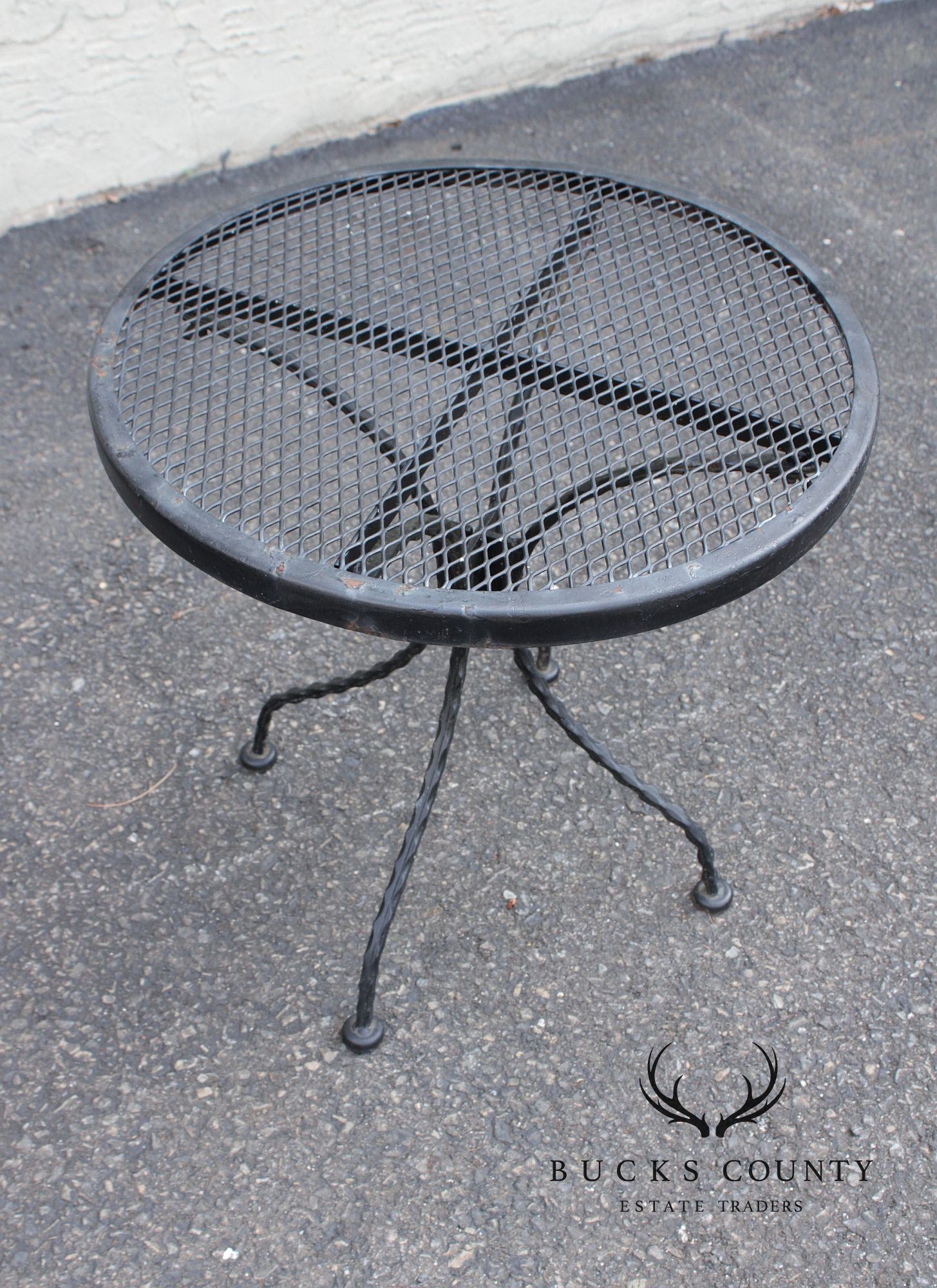 Vintage Pair of Wrought Iron Outdoor Patio Side Tables