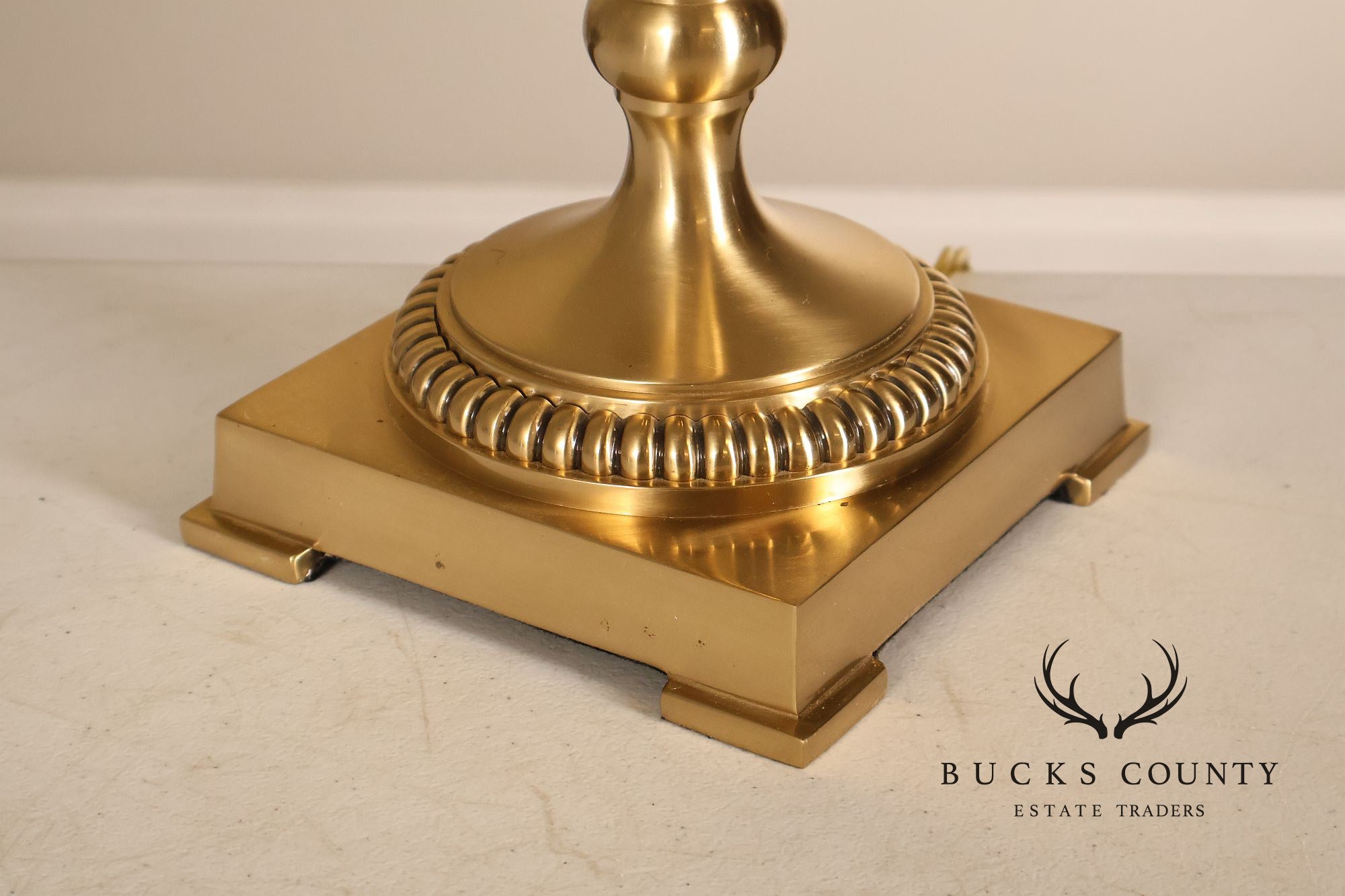 Lenox For Quoizel Pair of Brass and Porcelain Tall Table Lamps