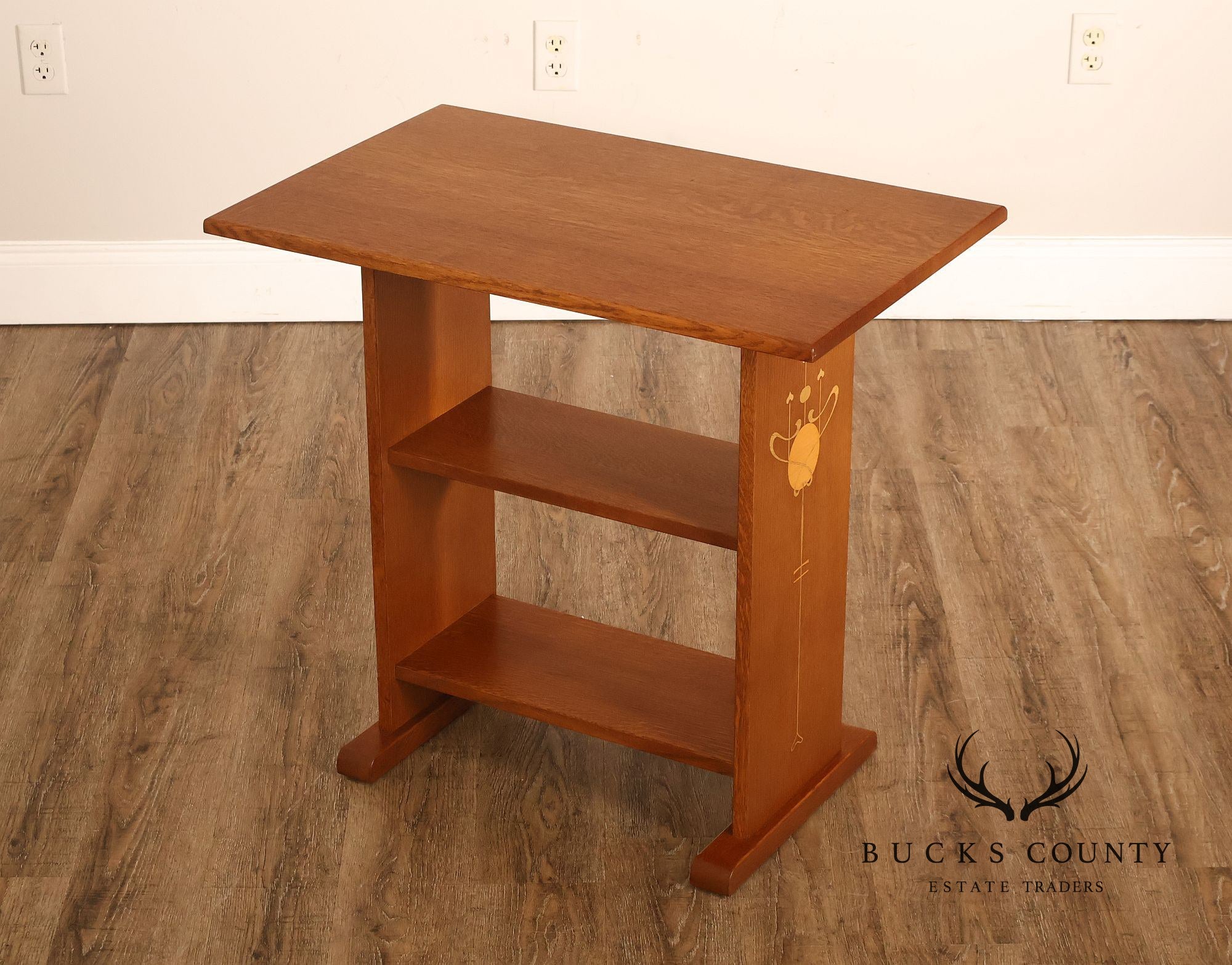 Stickley Mission Collection Harvey Ellis Inlaid Oak Tiered Occasional Table