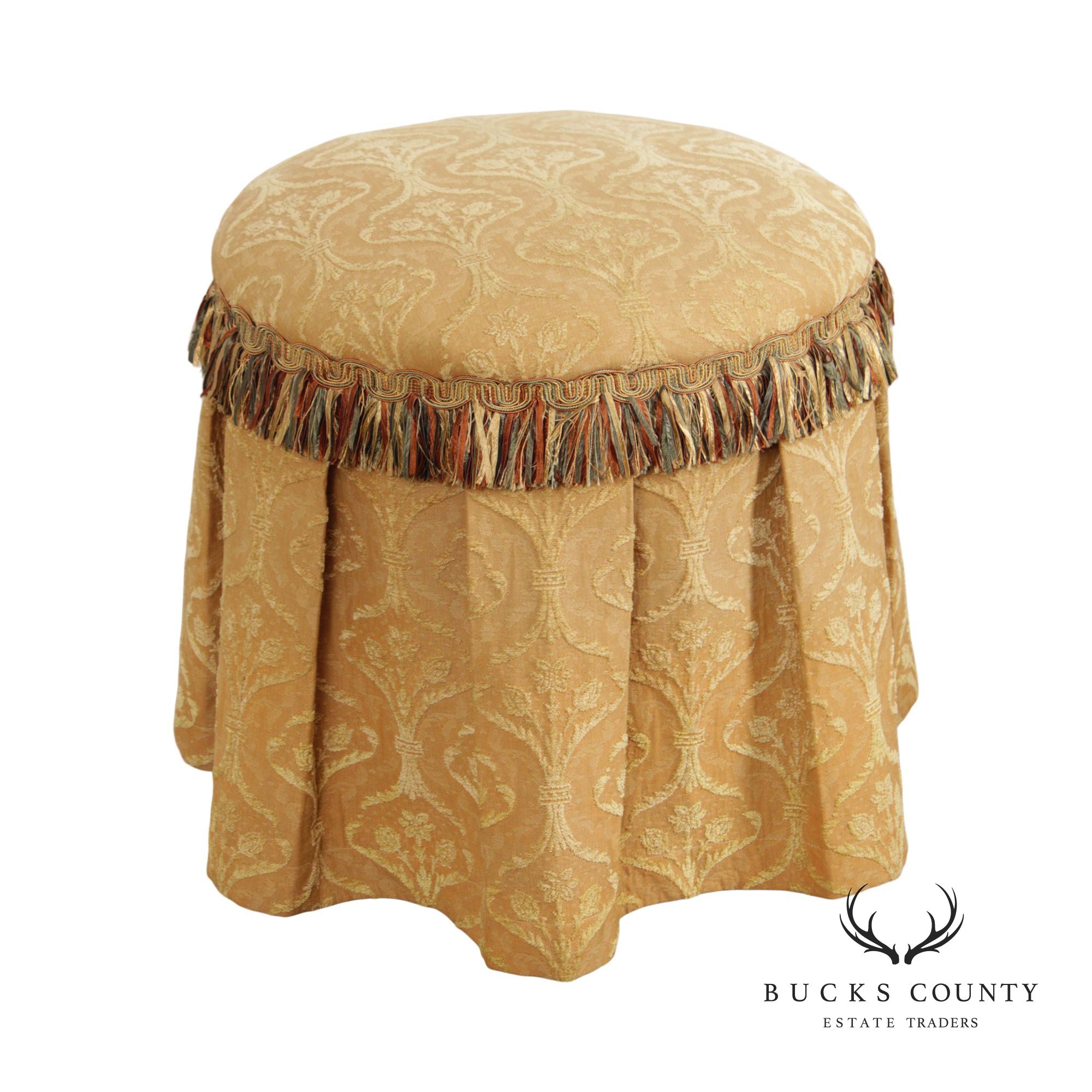 Traditional Custom Upholstered Round Vanity Stool