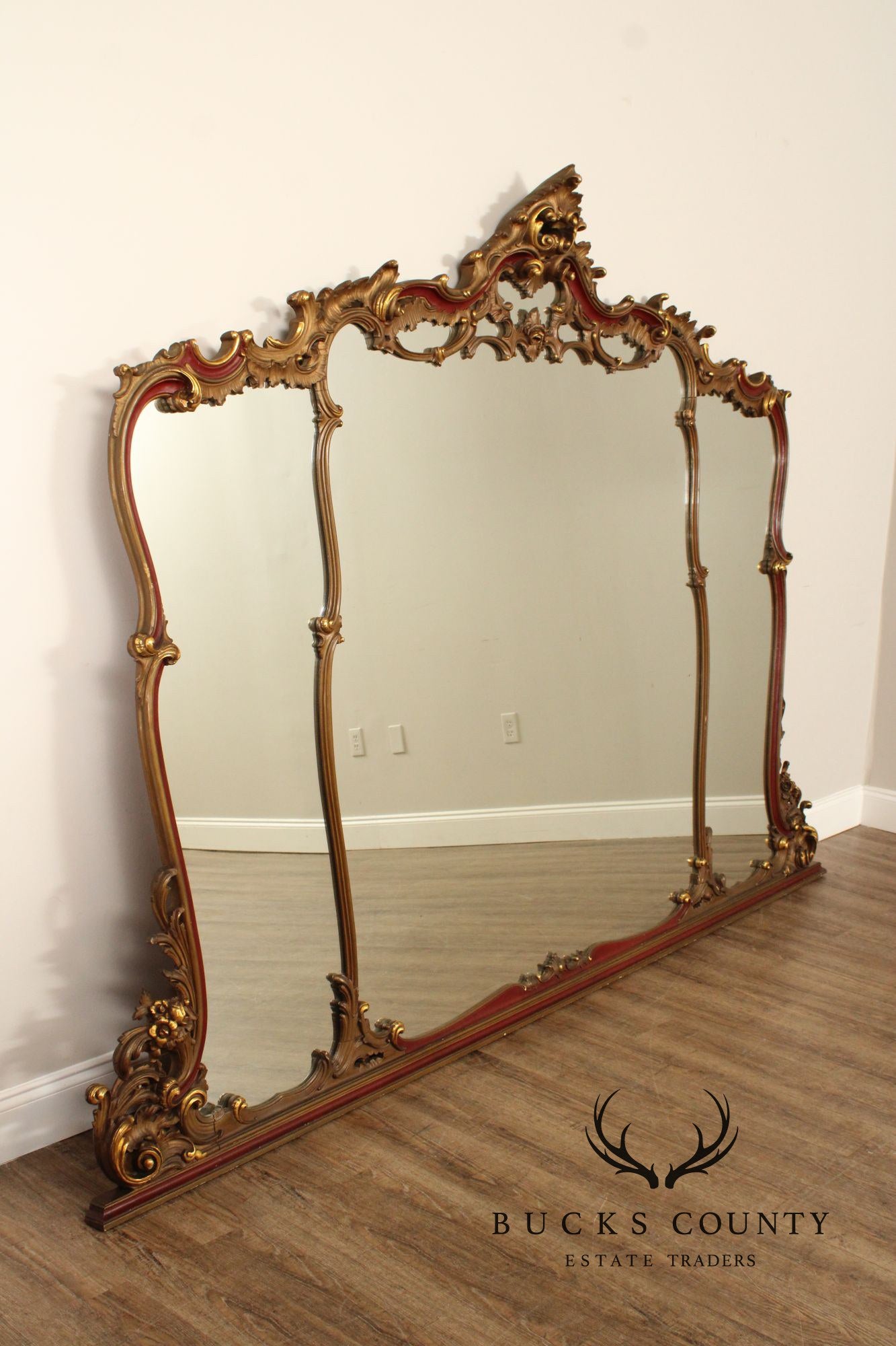 Monumental Vintage Italian Rococo Style Mantel or Fireplace Mirror