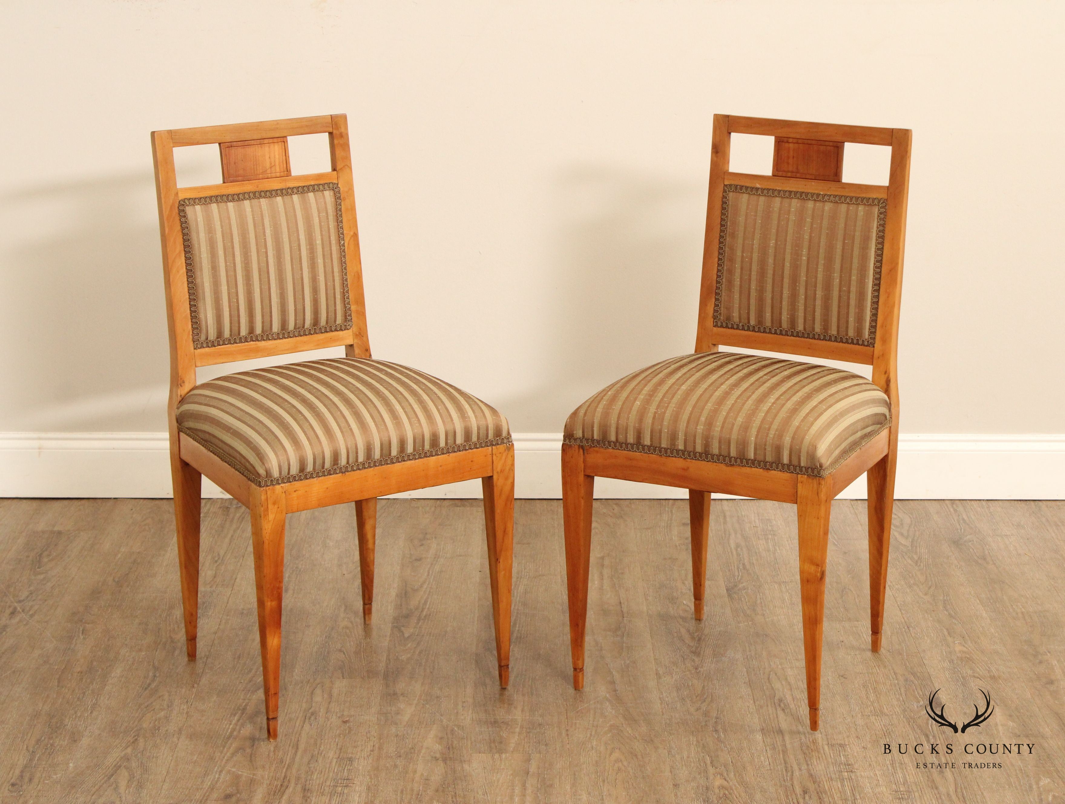 ANTIQUE BIEDERMEIER CHERRY FRAME PAIR OF SIDE CHAIRS