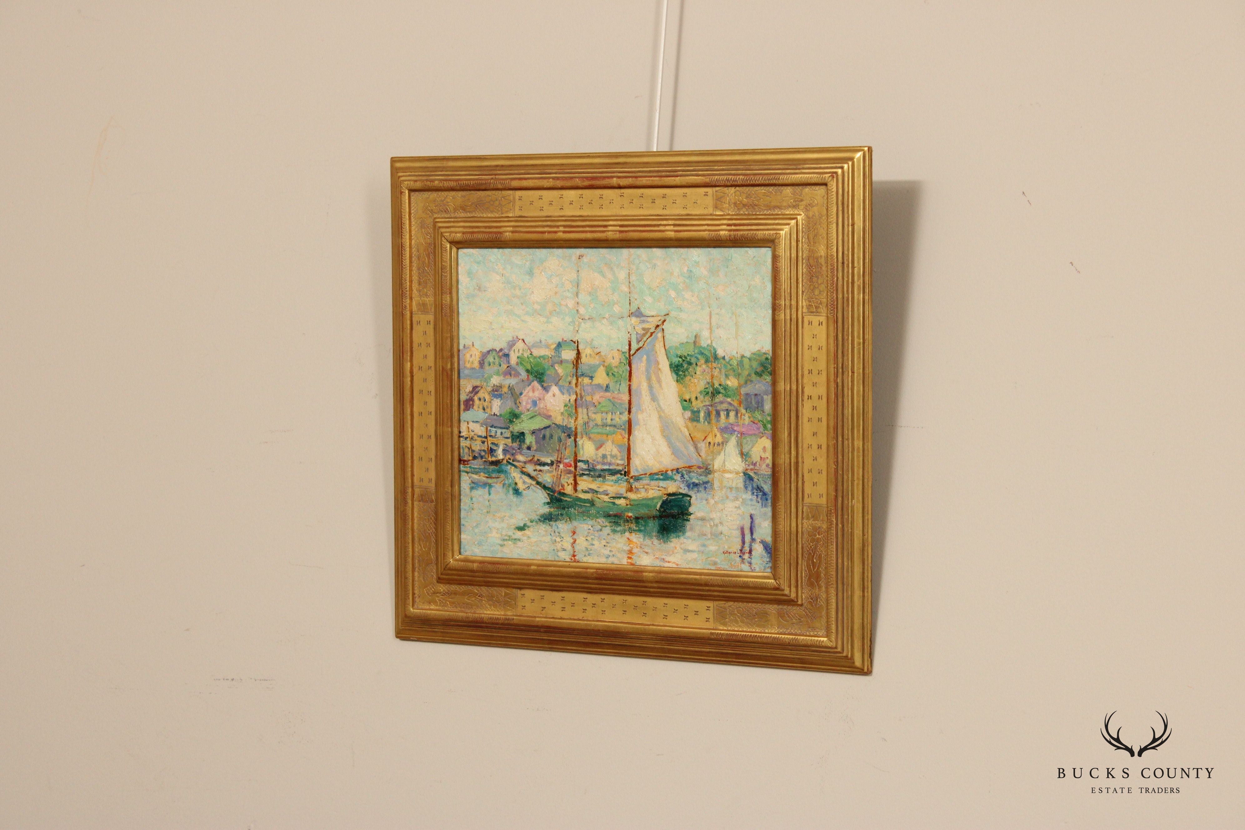 Katherine Farrell Impressionist Oil Painting, 'In Gloucester Harbor'