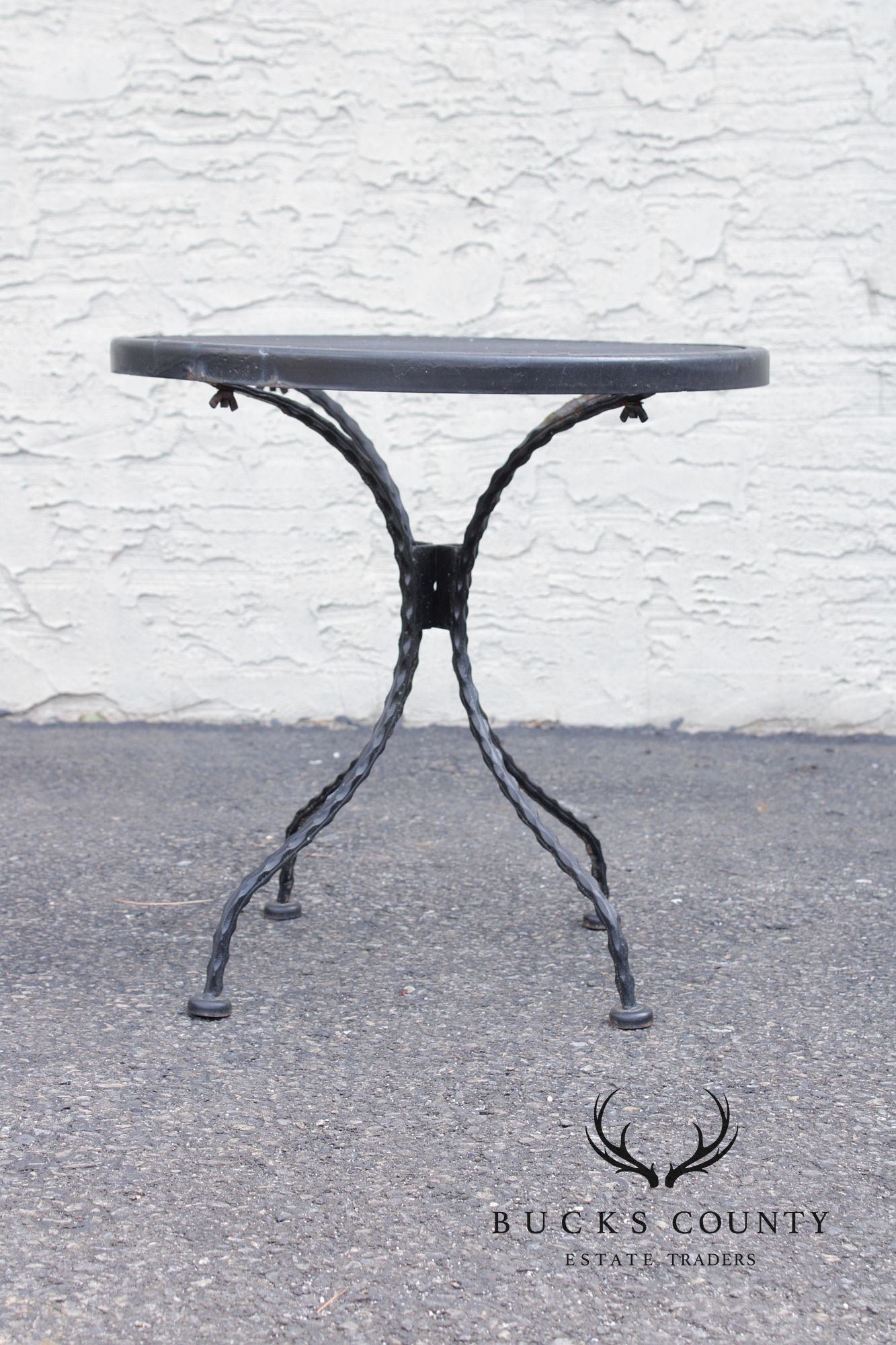 Vintage Pair of Wrought Iron Outdoor Patio Side Tables