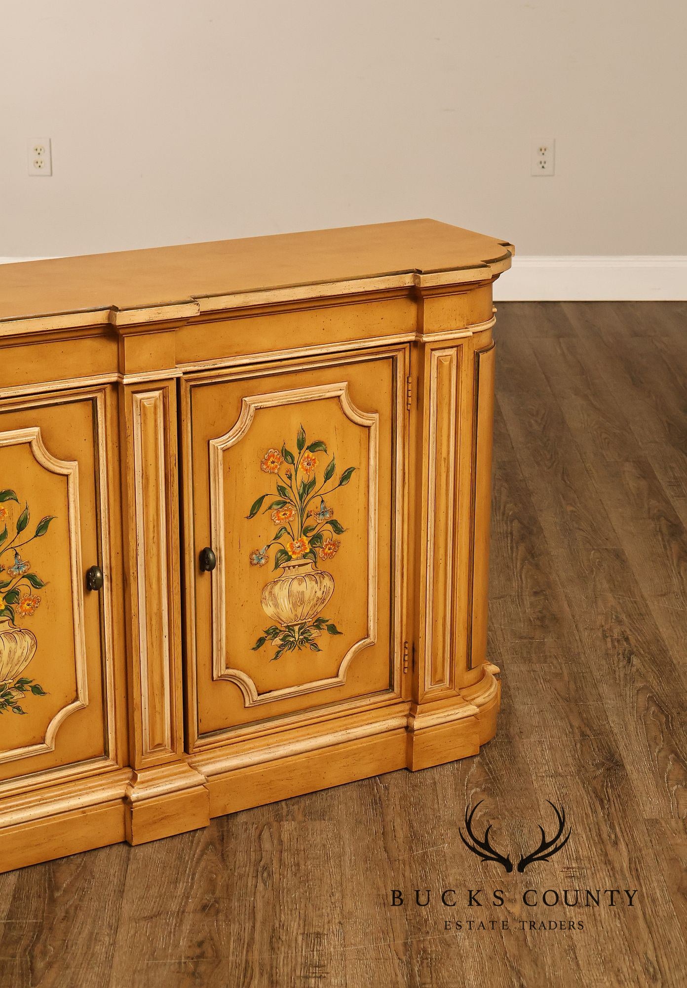 Italian Style Floral Painted Two-Door Sideboard