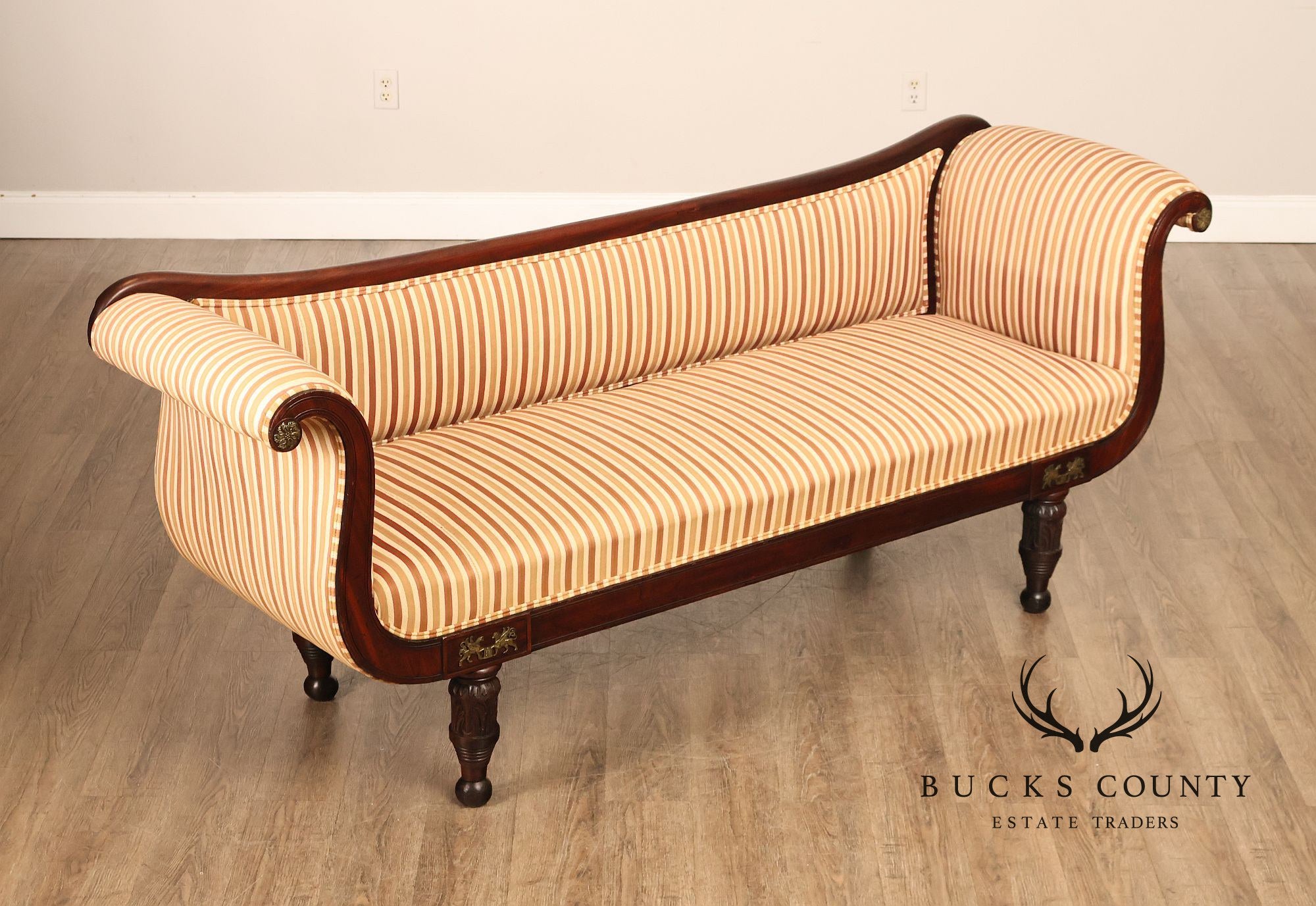 Antique American Empire Period 19th Century Carved Mahogany Sofa