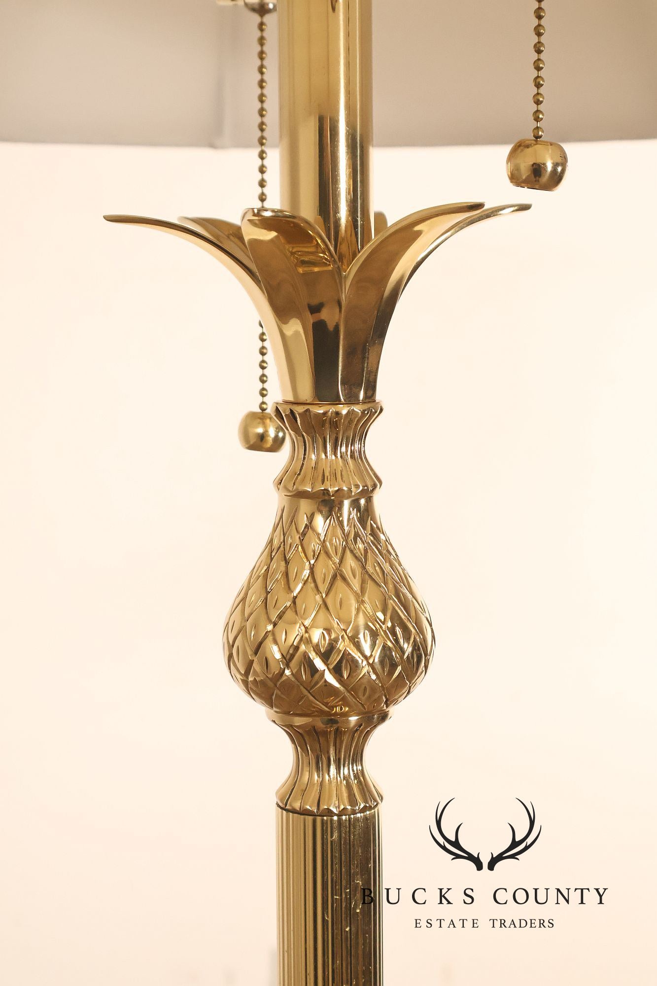 Traditional Brass Double Light Pineapple Accent Floor Lamp With Shade