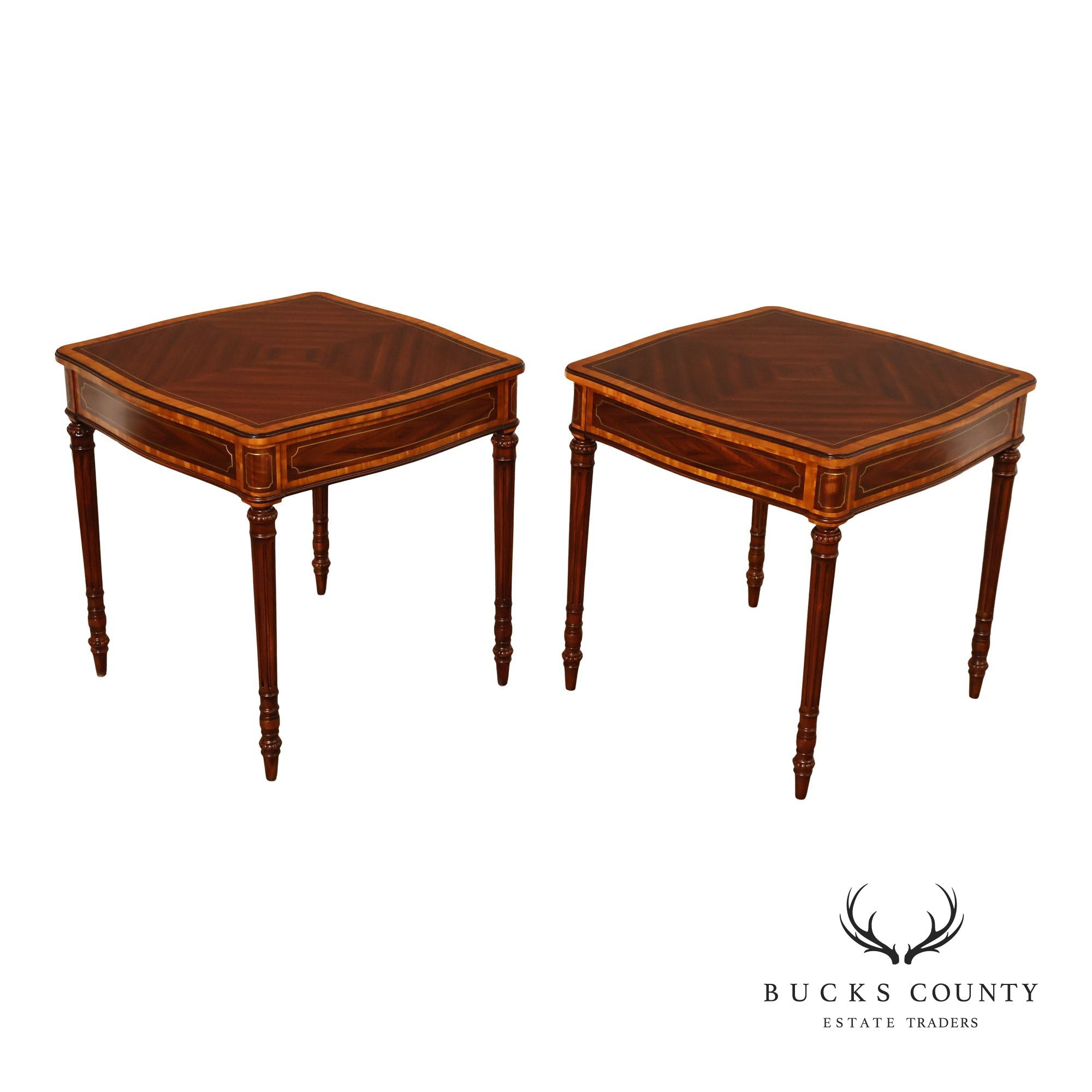 Theodore Alexander Pair of 'Adolphus' Mahogany Side Tables