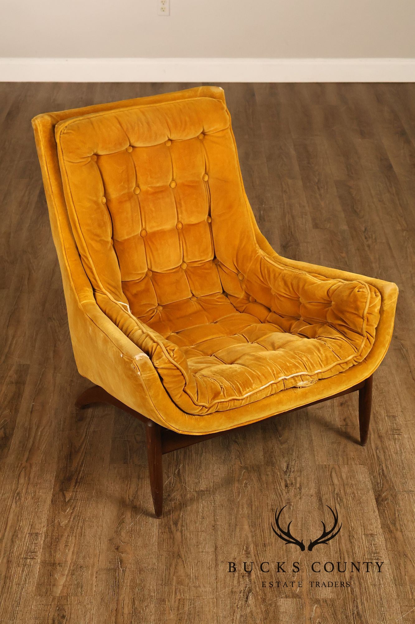 Mid Century Modern Tufted Lounge Chair and Ottoman