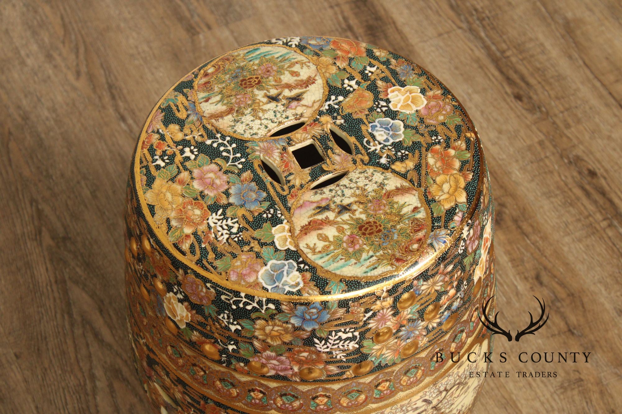 Japanese Satsuma Porcelain Garden Stool