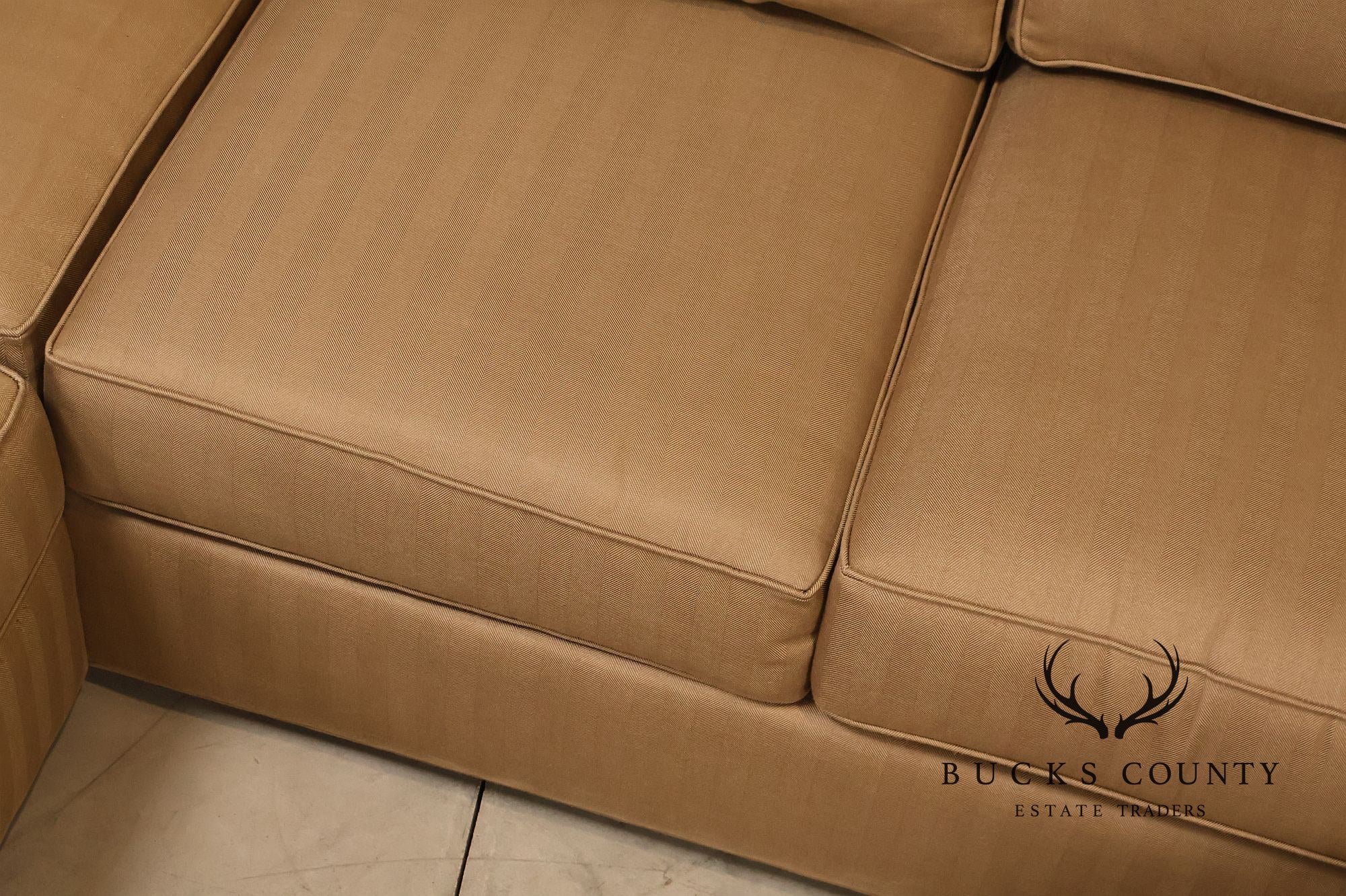 Ethan Allen Upholstered Custom Sectional Sofa With Chaise