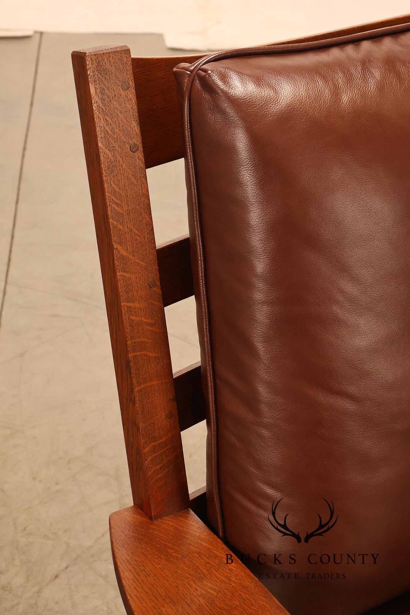 Stickley Mission Collection Oak And Leather Lounge Chair
