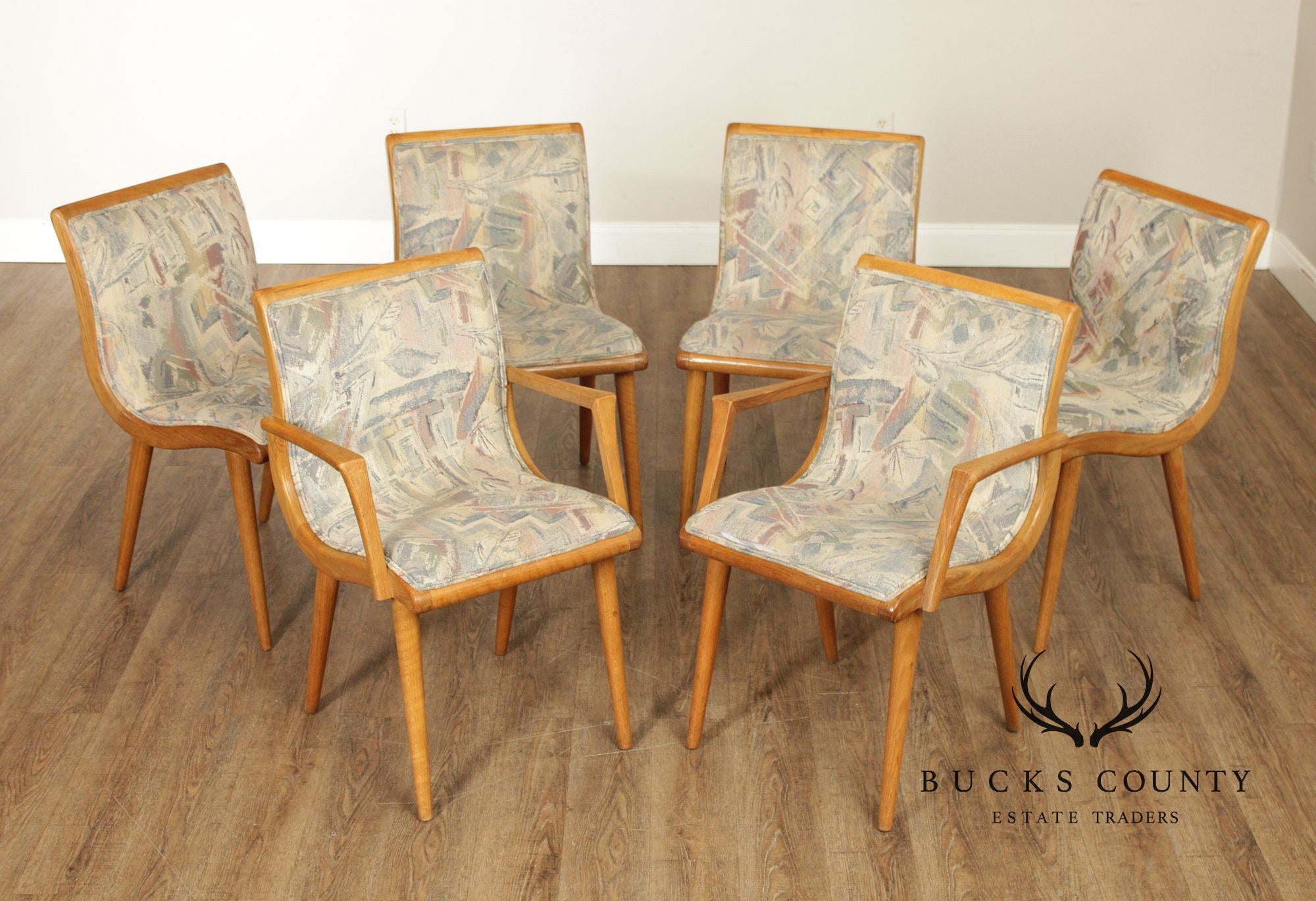 Vintage Mid Century Modern Set Of Six Dining Chairs