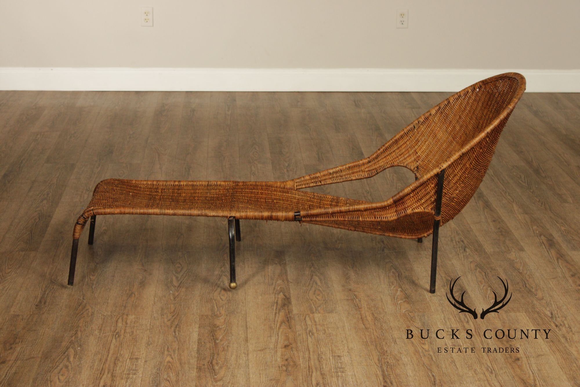 Francis Mair Attributed Mid Century Modern Wicker Lounge Chair