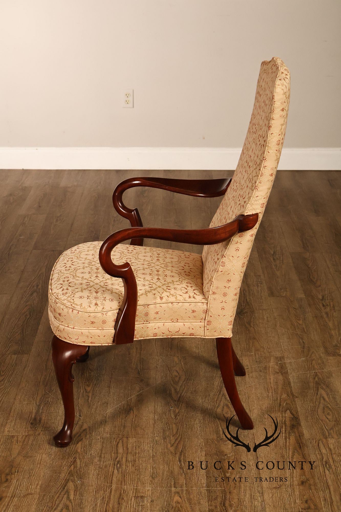 Hickory Chair Queen Anne Style Mahogany Armchair
