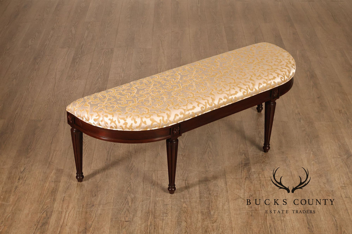 Henkel Harris French Louis XVI Mahogany Demilune Bench