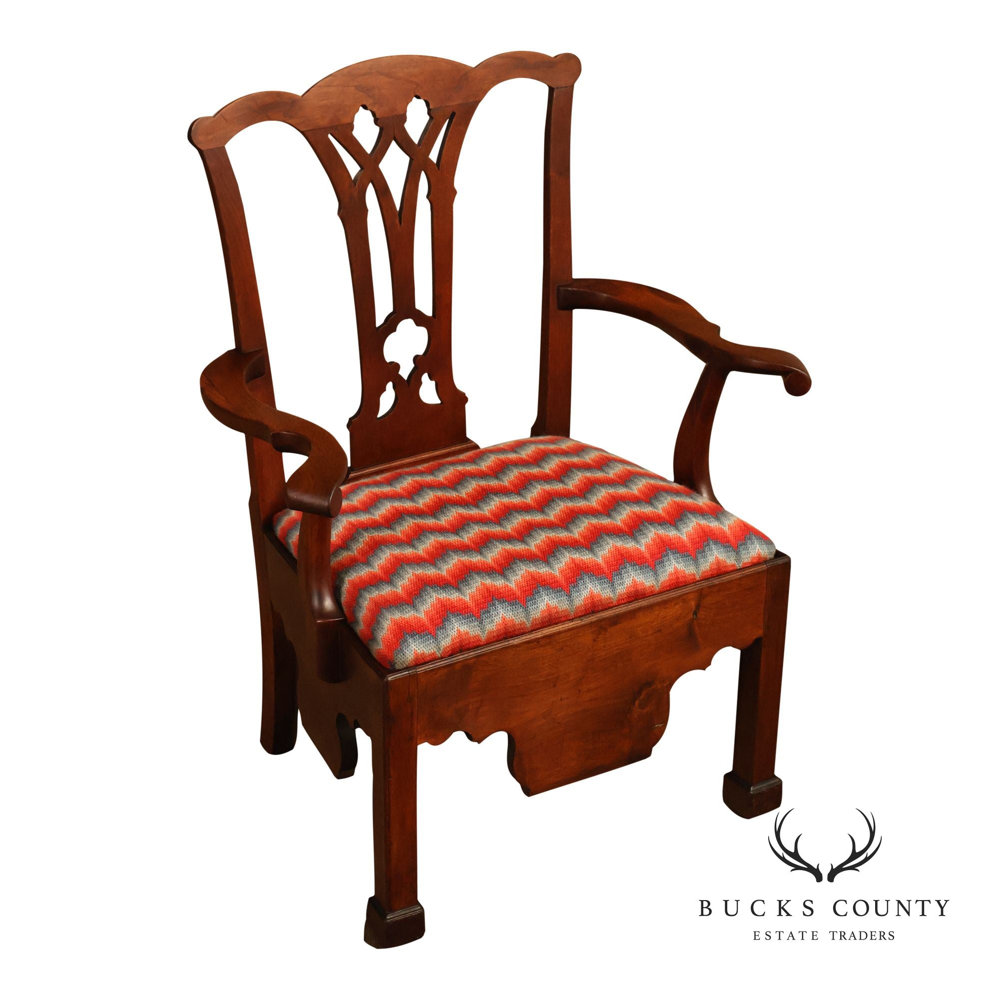 18th Century Pennsylvania Chippendale Walnut Necessary Chair