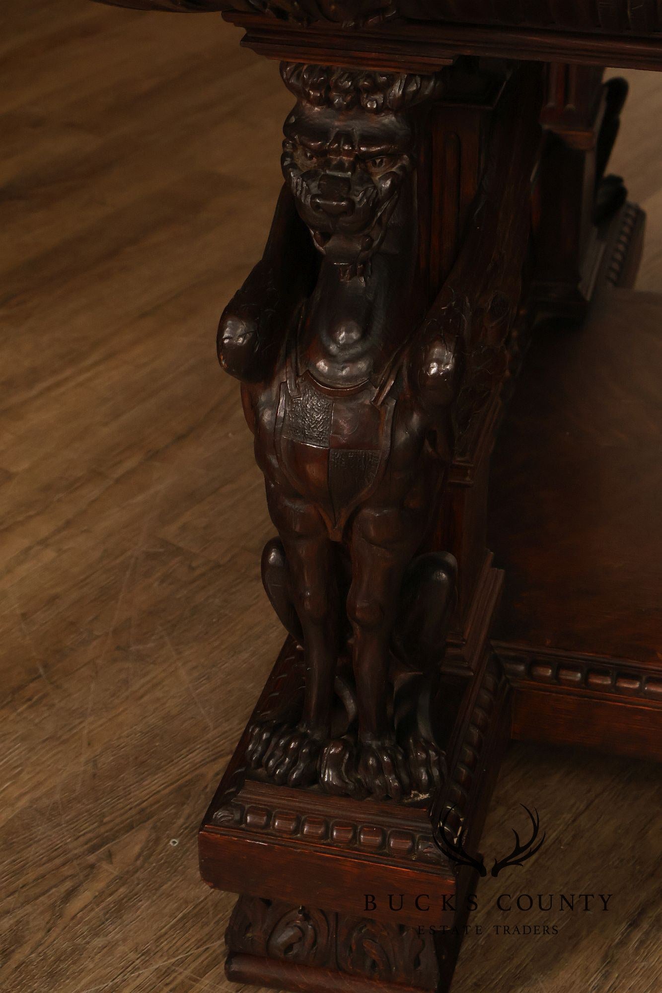 Victorian Carved Oak Library Table With Griffin Supports