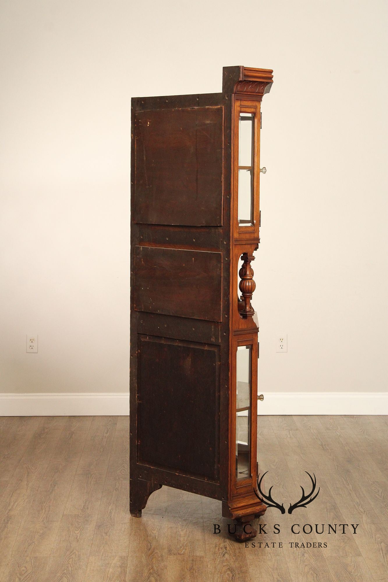 Antique Victorian Oak Corner China Cabinet